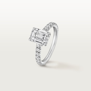 1895 solitaire, emerald-cut diamond, paved  1895 solitaire, emerald-cut diamond, paved