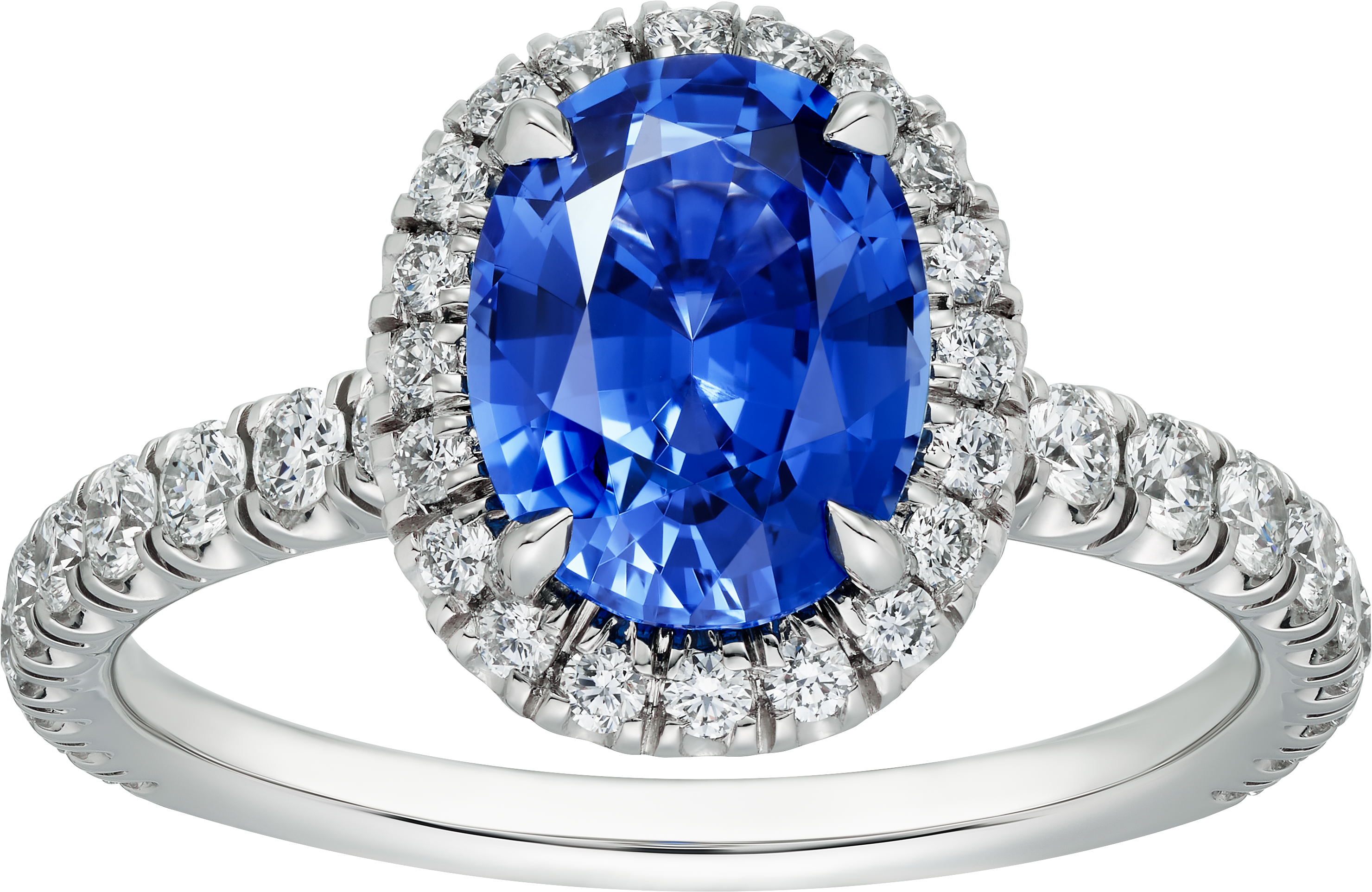 Cartier Destin&eacute;e solitaire, oval-cut sapphire, paved 