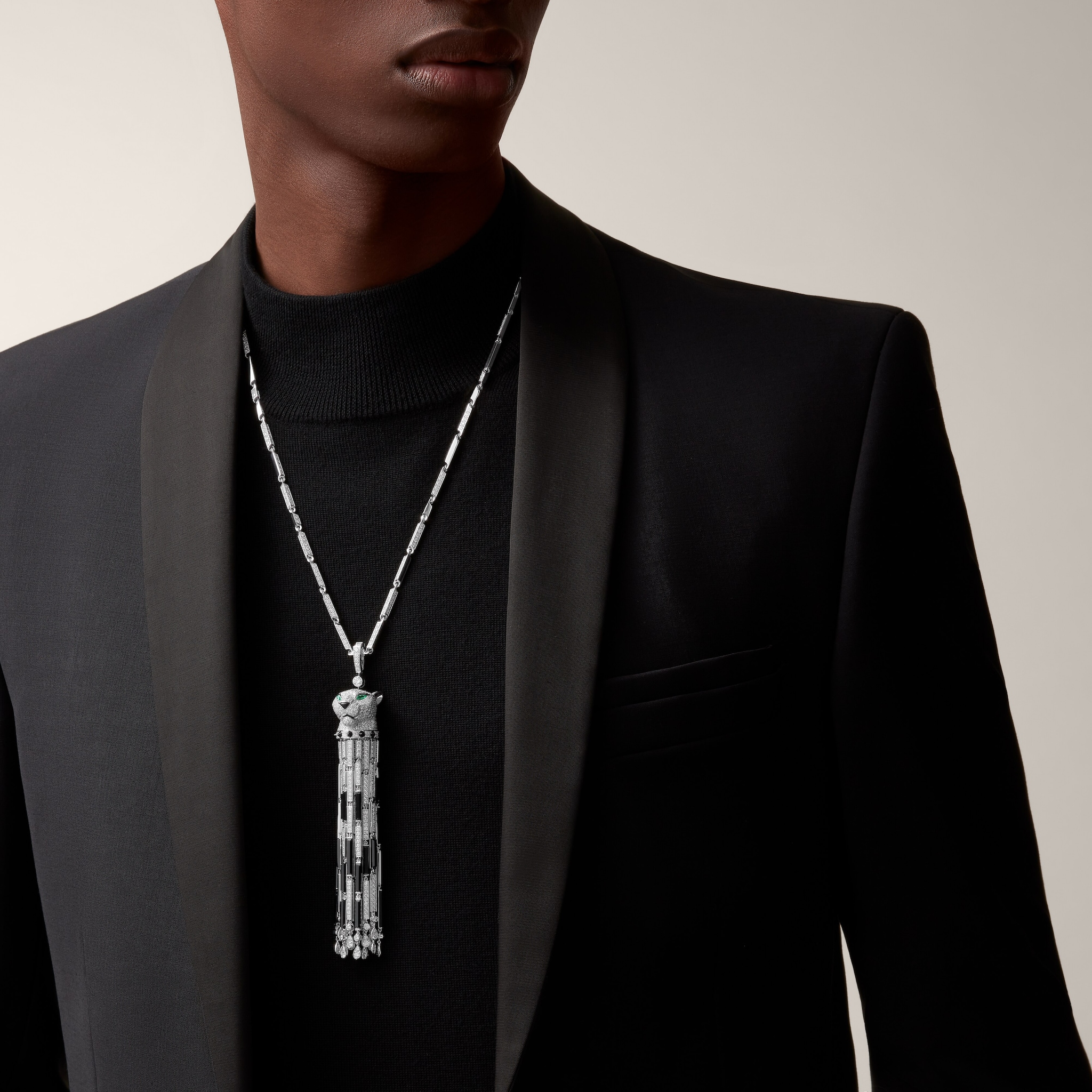 Panth&egrave;re de Cartier long necklace, onyx, multi-wear, large model, paved 