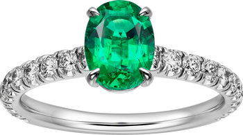 1895 solitaire, oval-cut emerald, paved  1895 solitaire, oval-cut emerald, paved