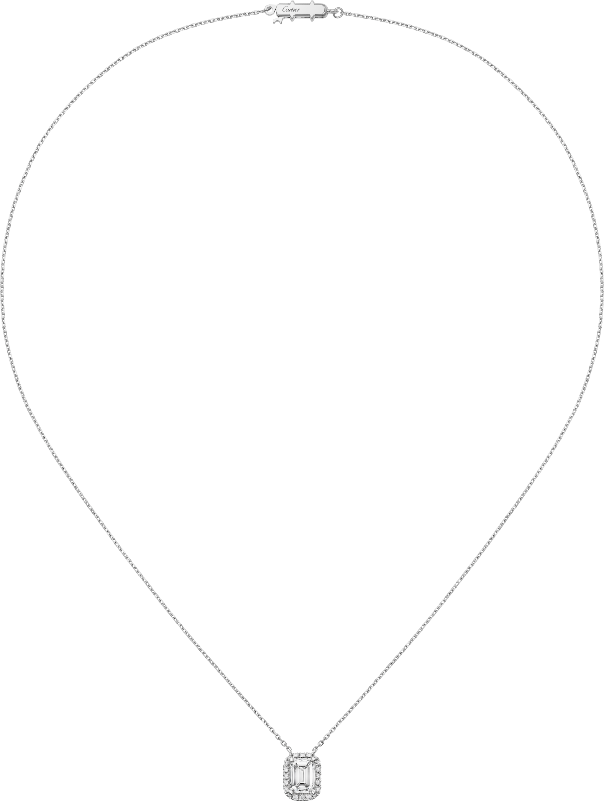 Cartier Destin&eacute;e pendant, emerald-cut diamond, paved 