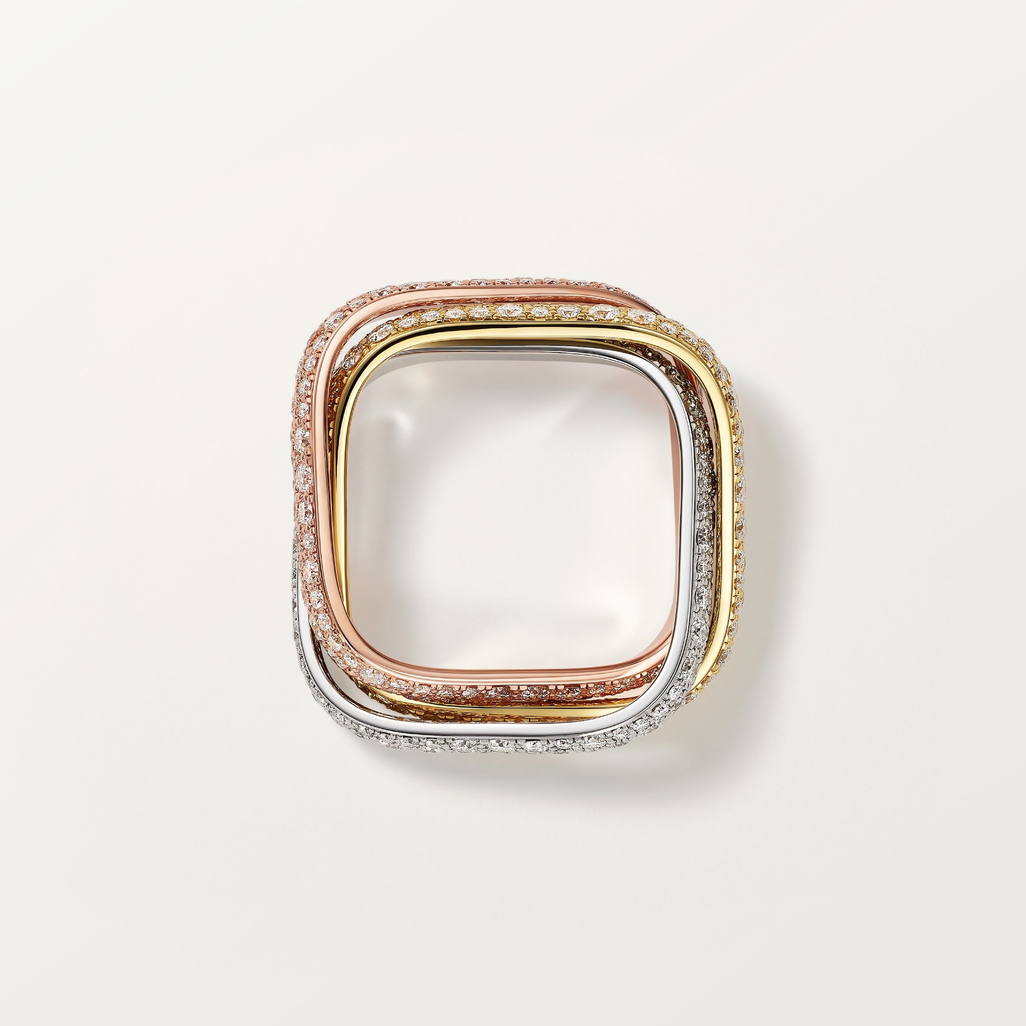 Trinity cushion ring, classic model, paved