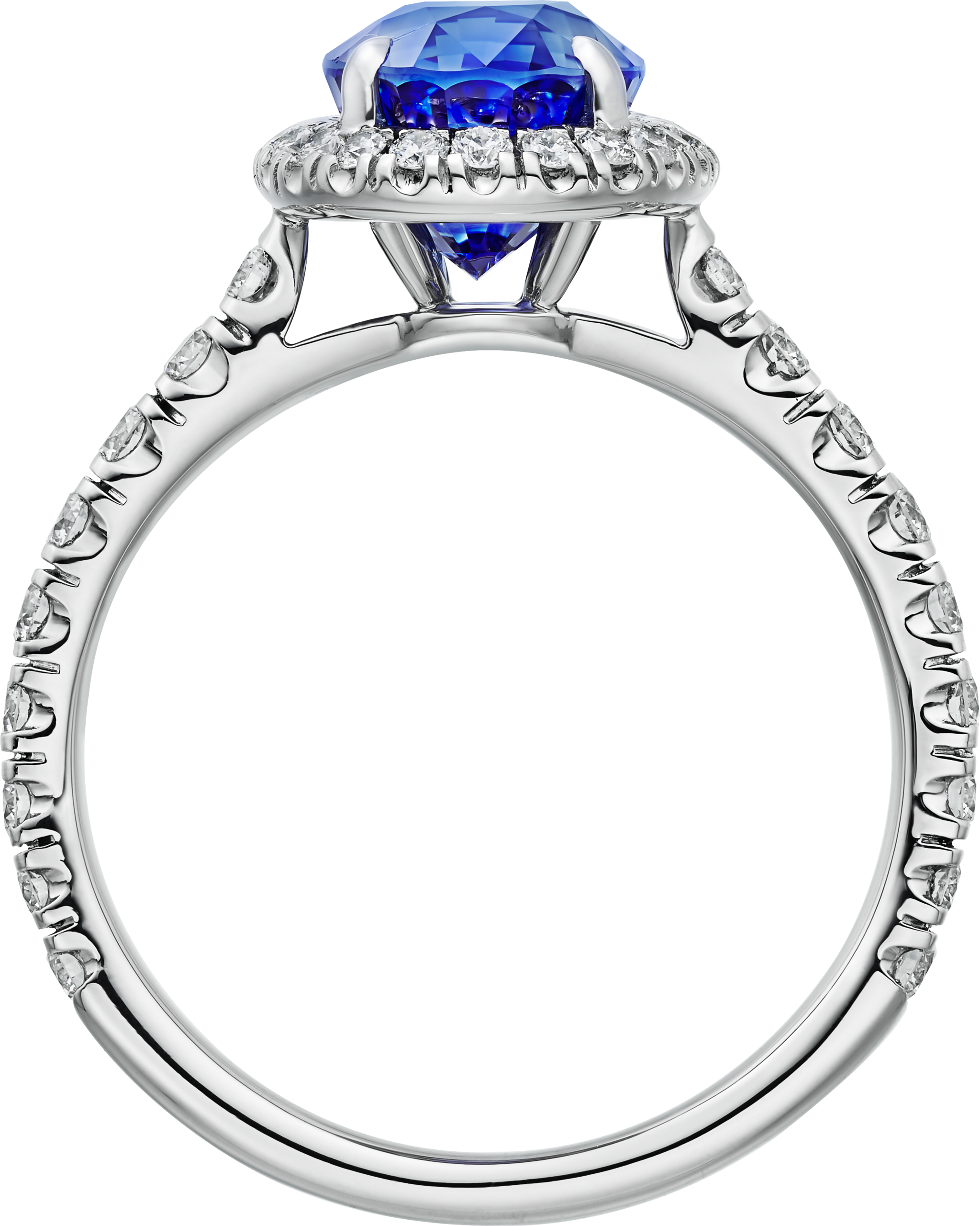 Cartier Destin&eacute;e solitaire, oval-cut sapphire, paved 