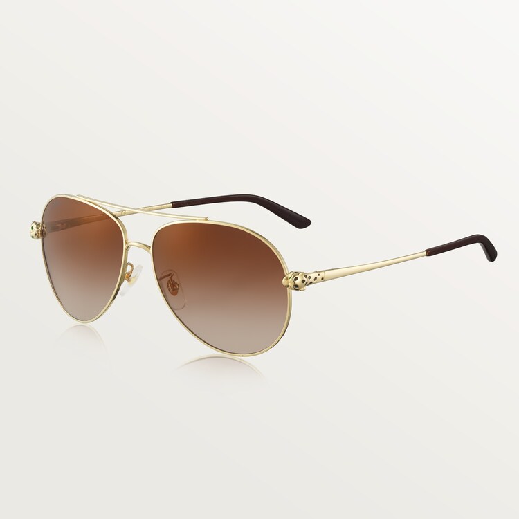 CRESW00480 Panthere de Cartier sunglasses Smooth golden finish metal graduated brown lenses with golden flash Cartier