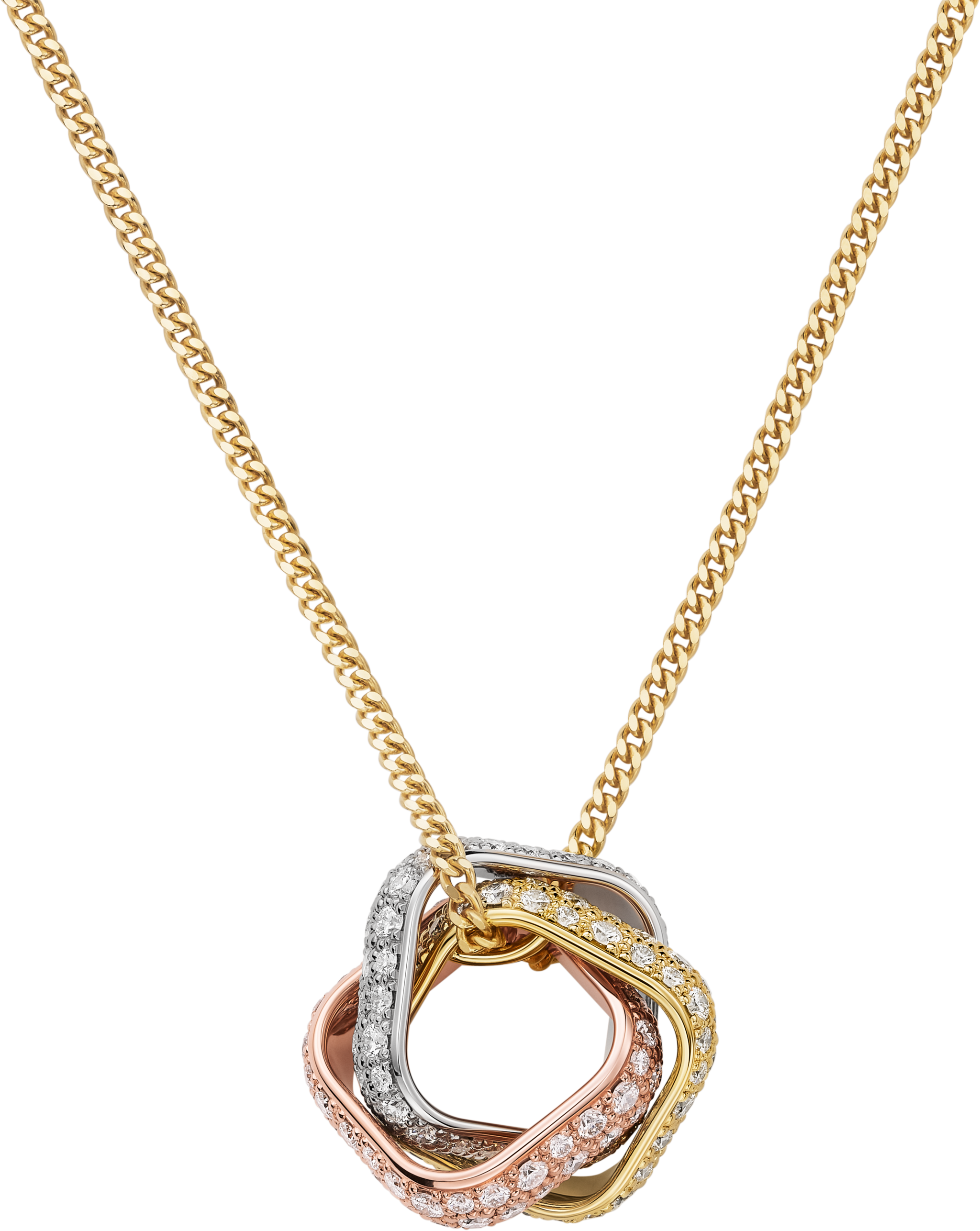 Trinity cushion pendant, paved