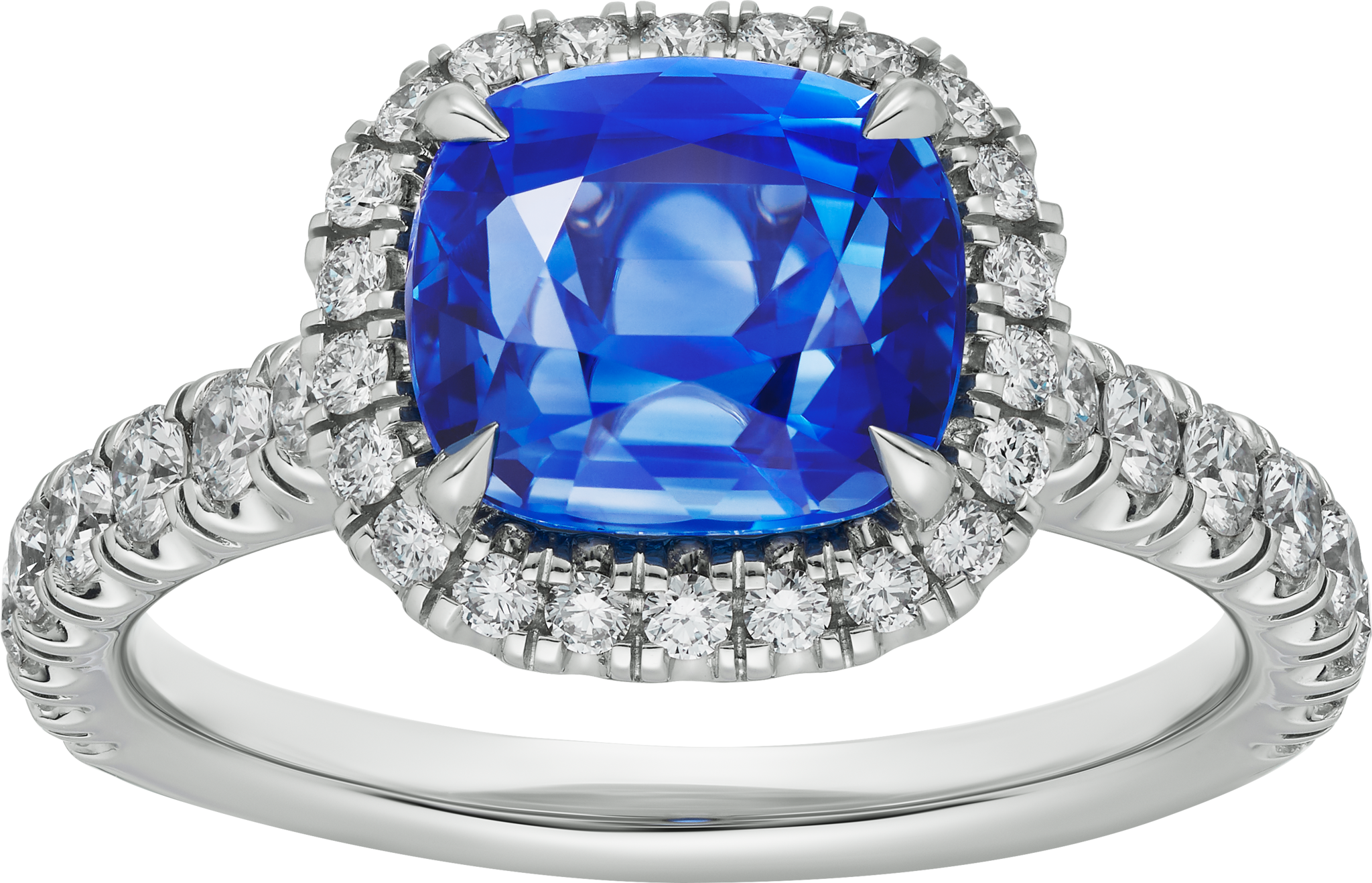 Cartier Destin&eacute;e solitaire, cushion-cut sapphire, paved 