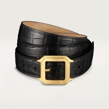 CRL5000610 Santos de Cartier belt Black crocodile skin palladium finish buckle Cartier