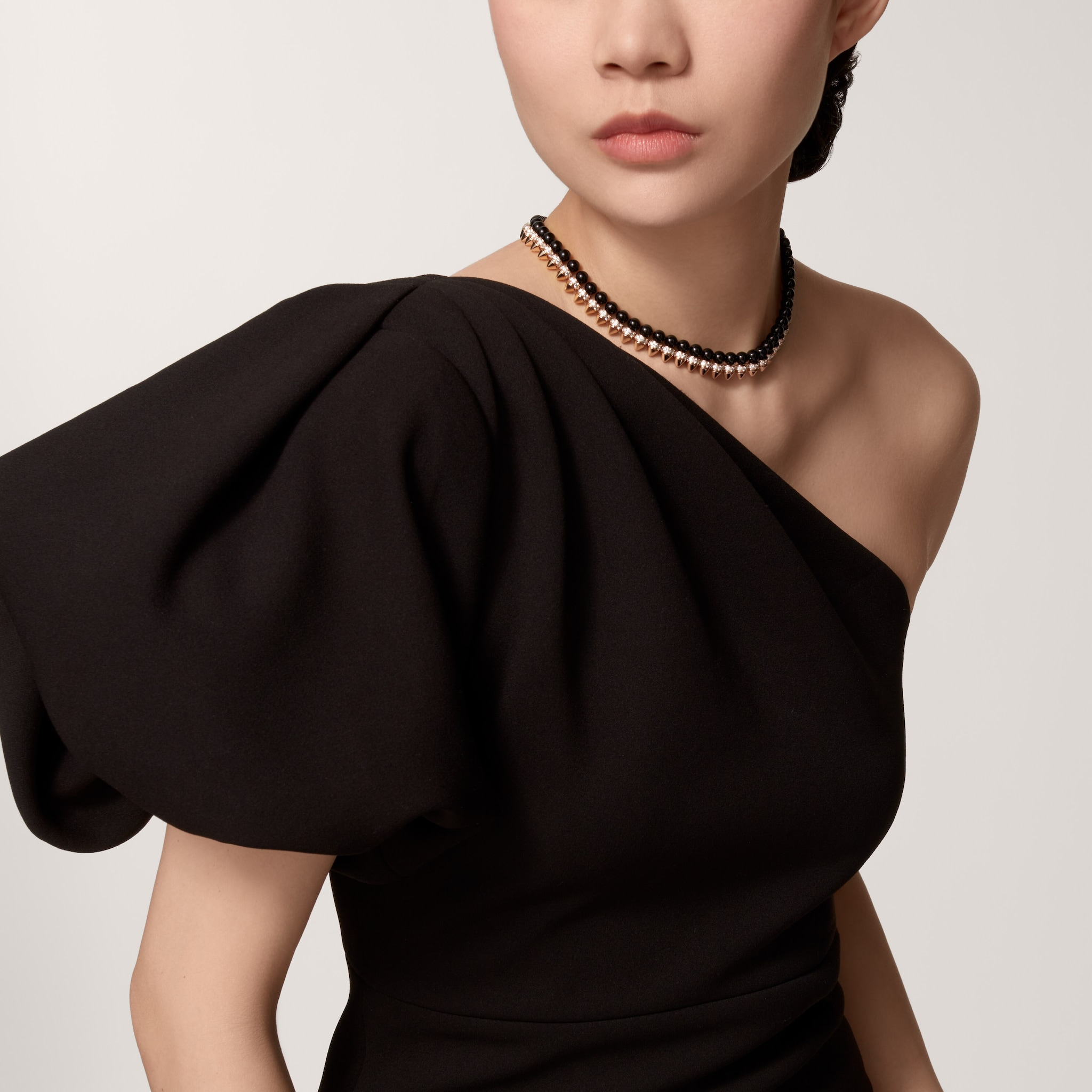 Clash de Cartier necklace, flexible, onyx, extra-large model, diamonds