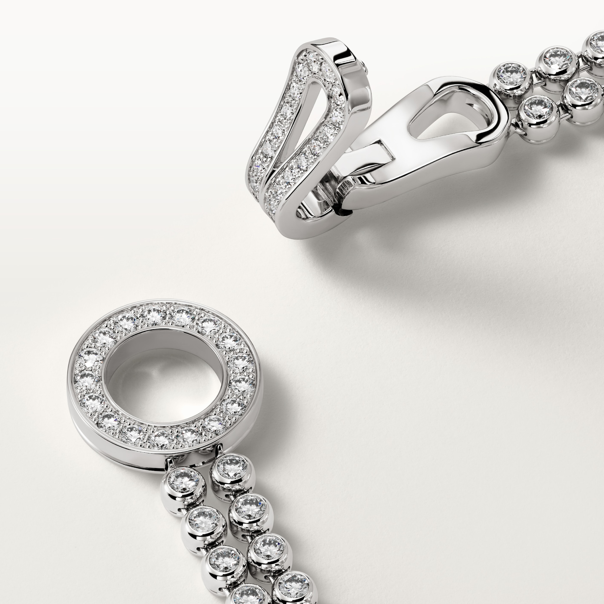 Agrafe bracelet, brilliant-cut diamonds, paved 
