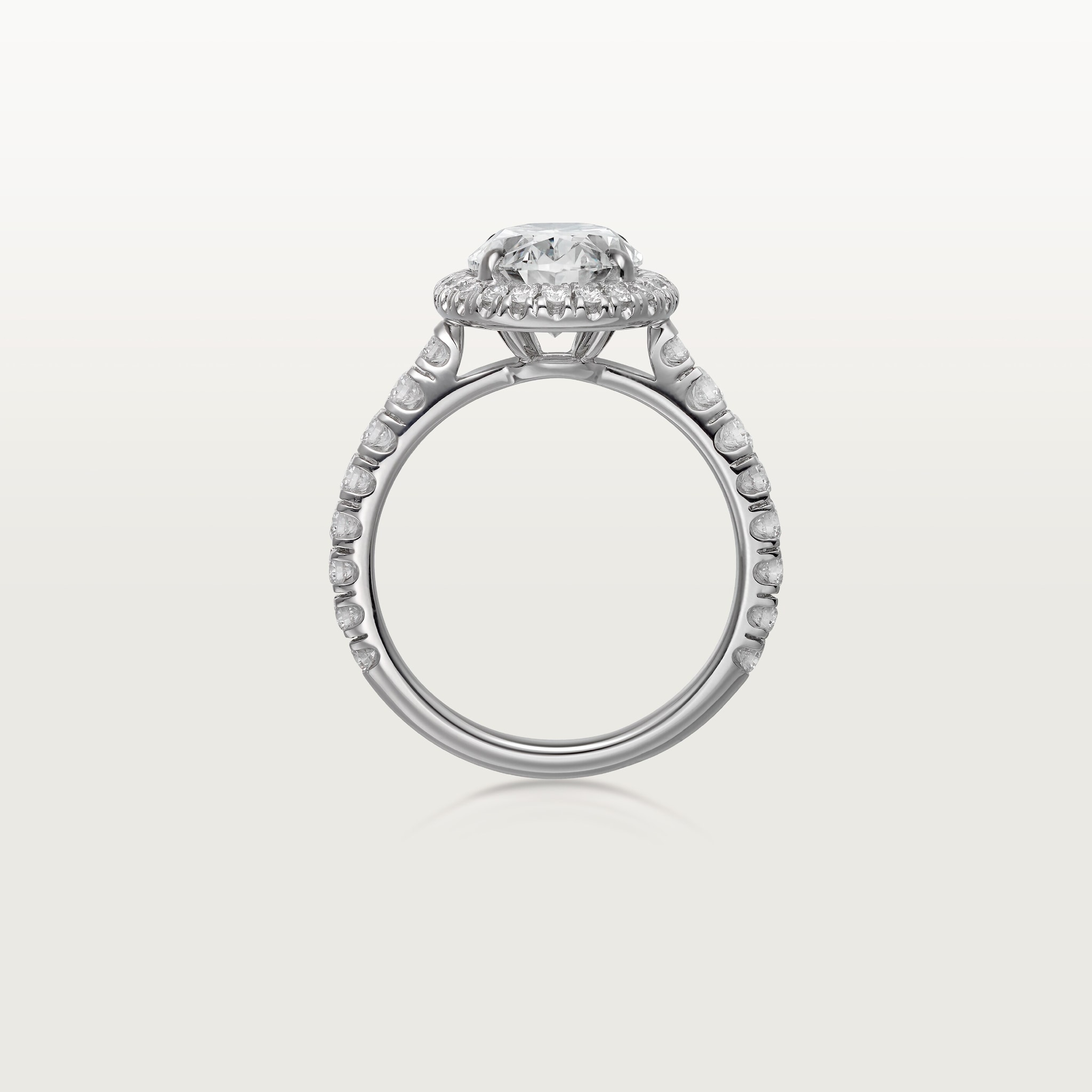 Cartier Destin&eacute;e solitaire, oval-cut diamond, paved 