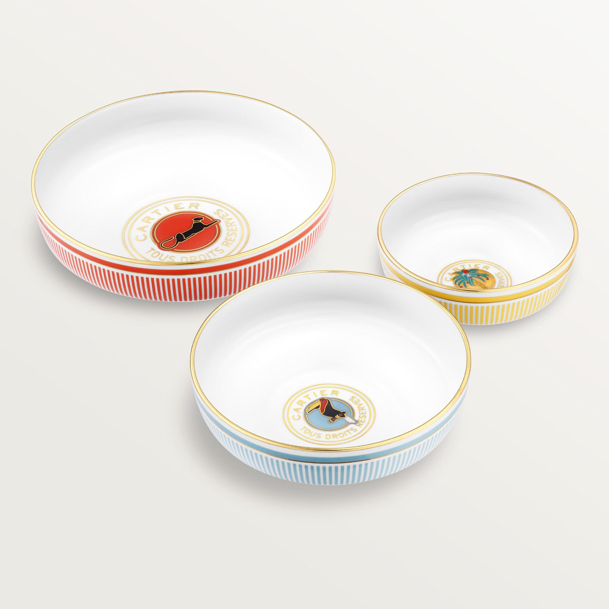 Set of three Cartier Characters bowls