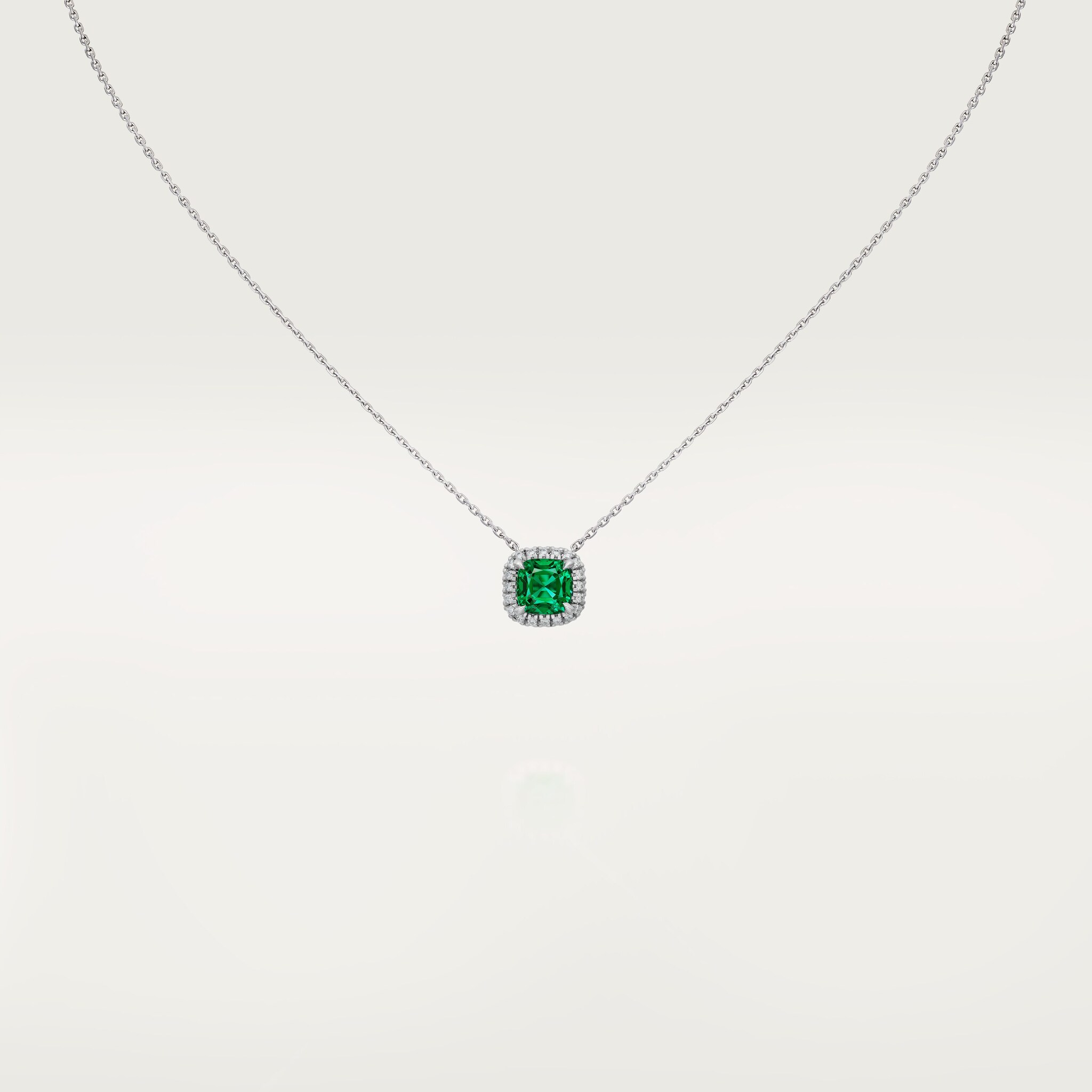 Cartier Destin&eacute;e pendant, cushion-cut emerald, paved 
