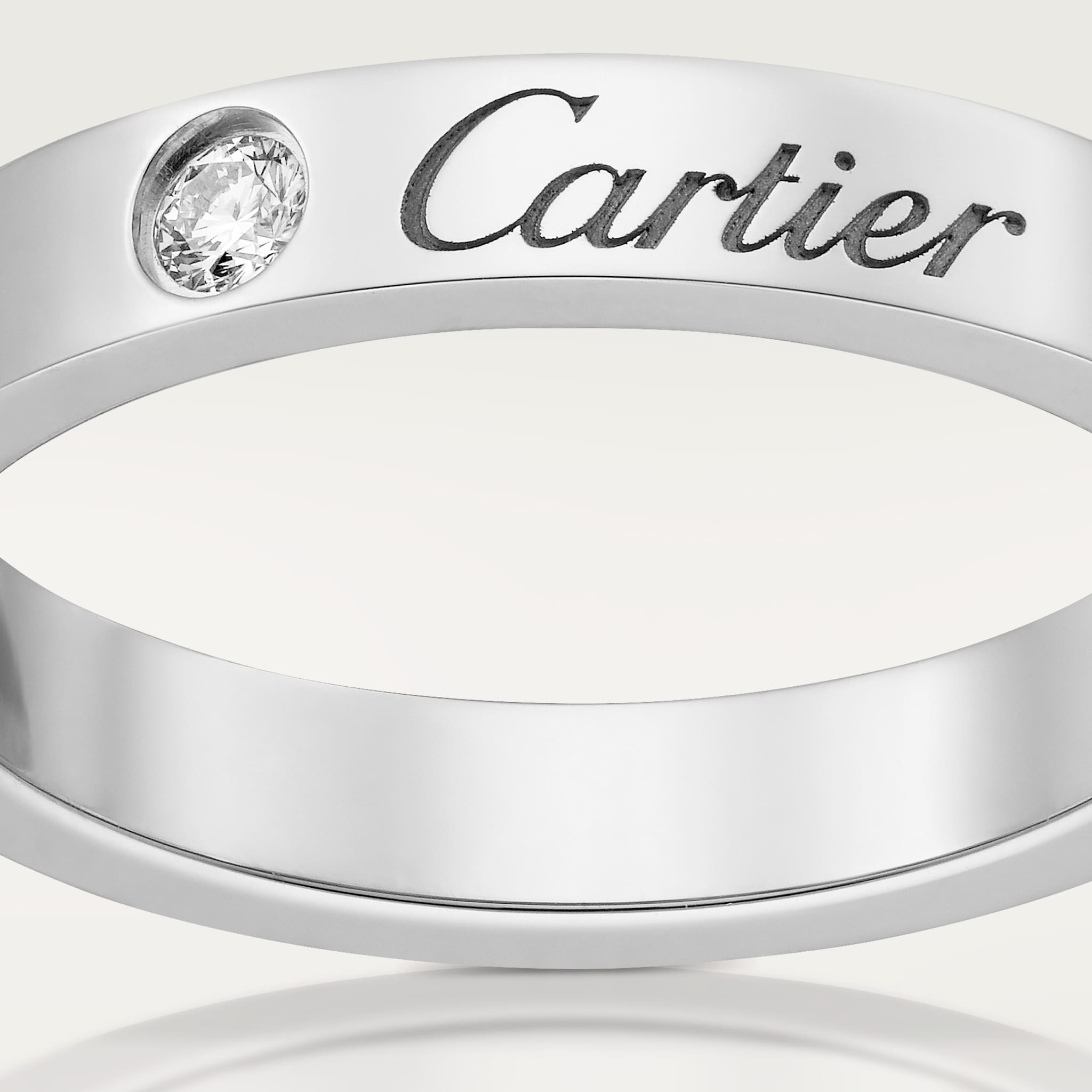 C de Cartier wedding band, 3 mm width, 1 diamond