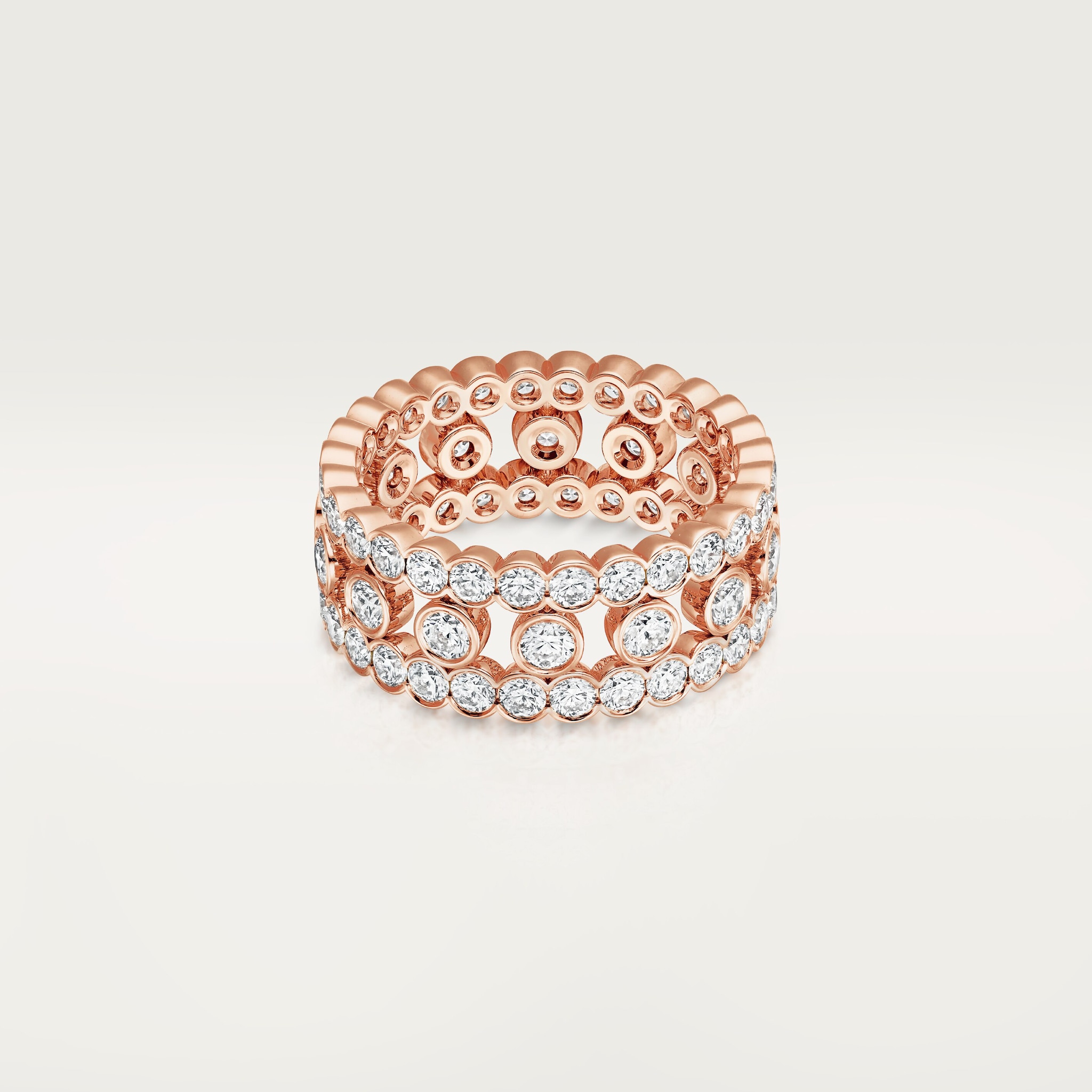 Broderie de Cartier ring, triple row, diamonds