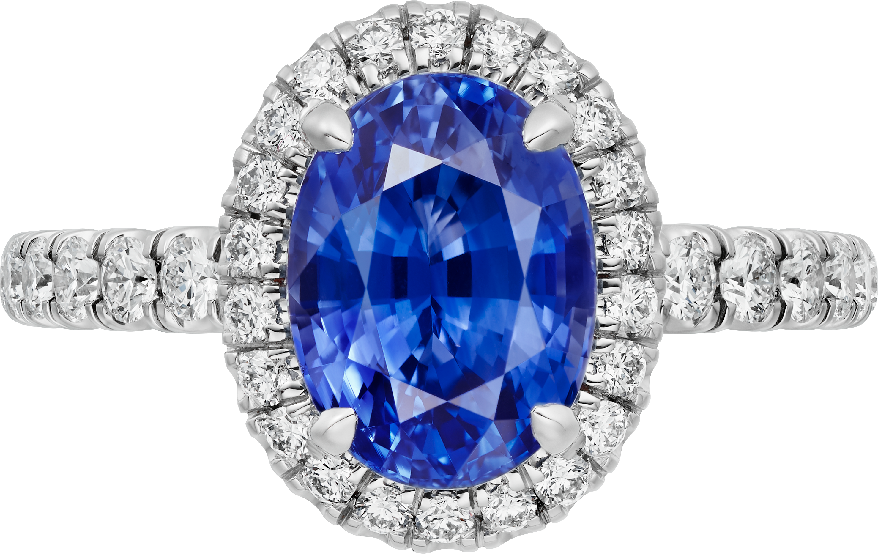 Cartier Destin&eacute;e solitaire, oval-cut sapphire, paved 