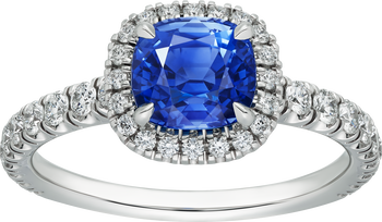 Cartier Destinée solitaire, cushion-cut sapphire, paved  Cartier Destinée solitaire, cushion-cut sapphire, paved