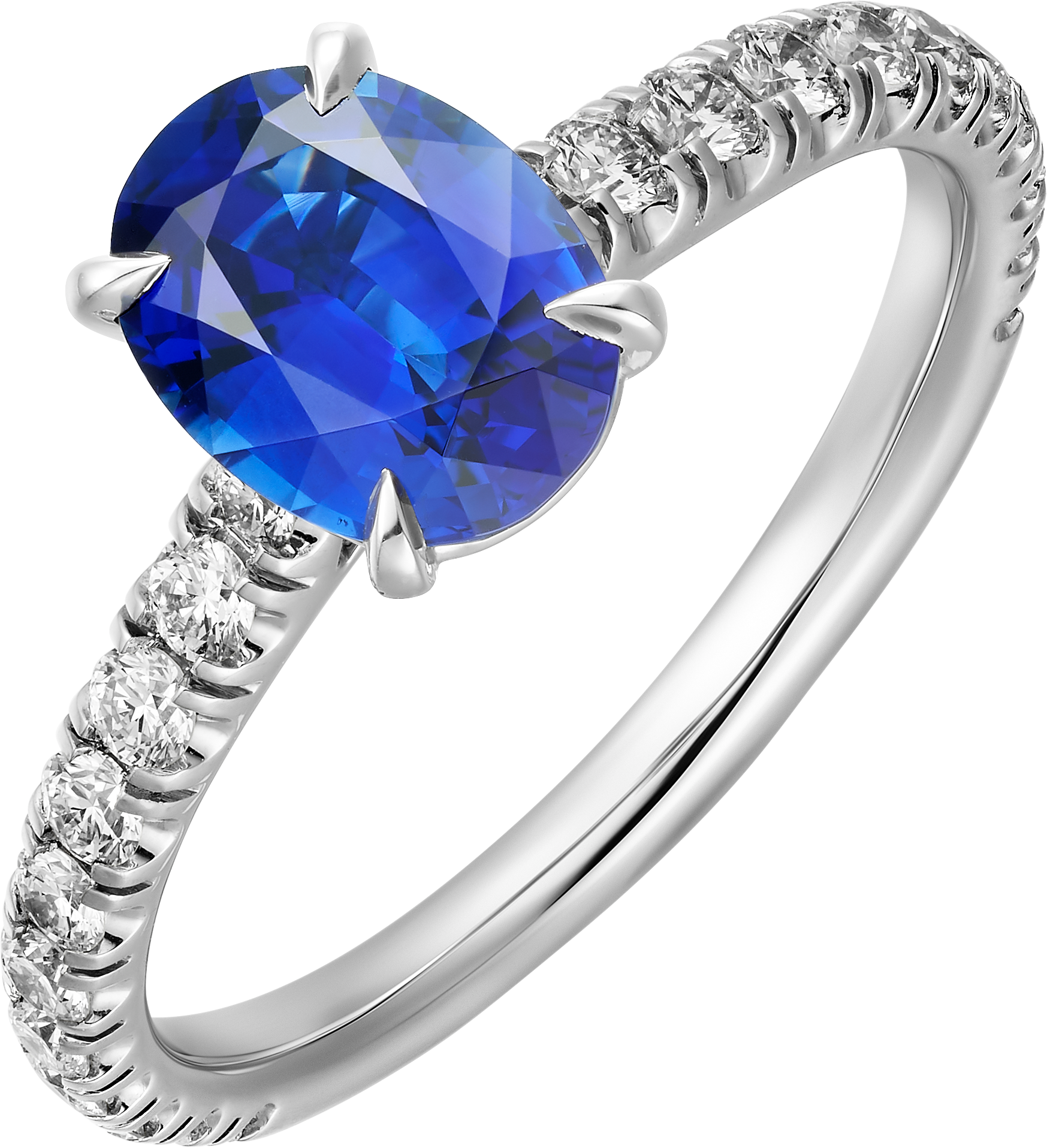 1895 solitaire, oval-cut sapphire, paved 