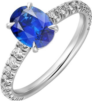 1895 solitaire, oval-cut sapphire, paved  1895 solitaire, oval-cut sapphire, paved