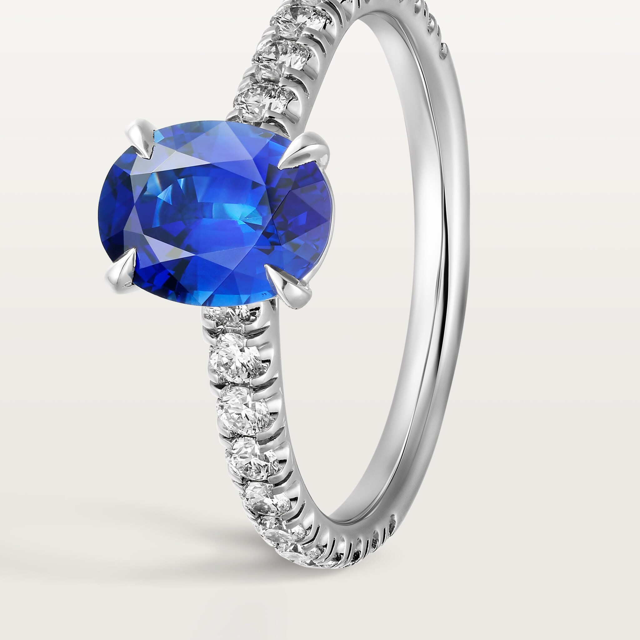 1895 solitaire, oval-cut sapphire, paved , image 8