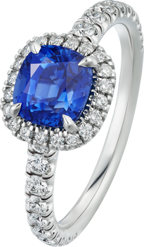 Cartier Destinée solitaire, cushion-cut sapphire, paved  Cartier Destinée solitaire, cushion-cut sapphire, paved