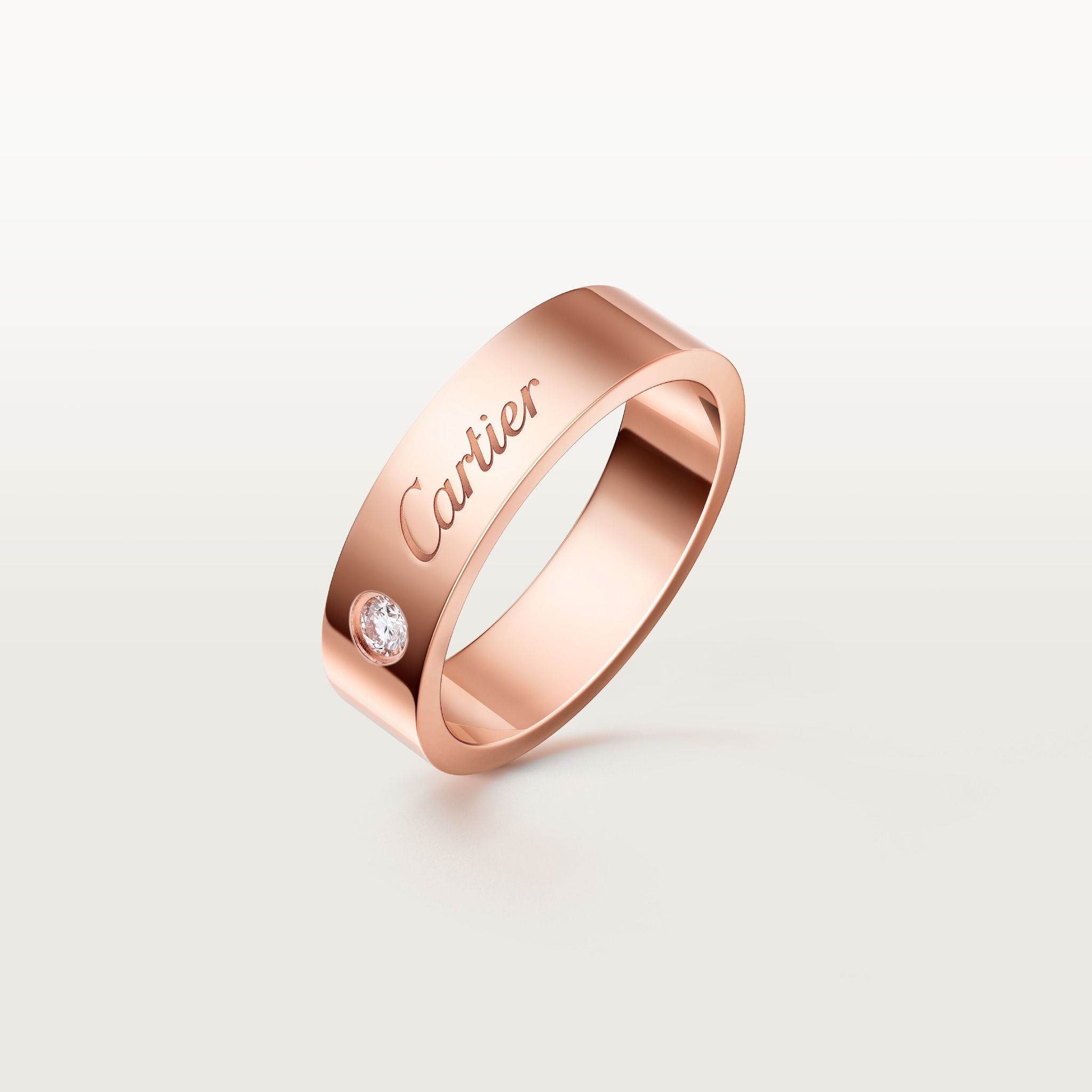 C 드 까르띠에 웨딩 링, 폭 5mm, 다이아몬드 1개