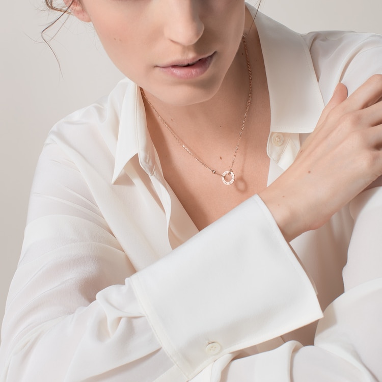 CRB7224509 - LOVE necklace, 2 diamonds - Rose gold, diamonds CRB7224509 - LOVE necklace, 2 diamonds - Rose gold, diamonds