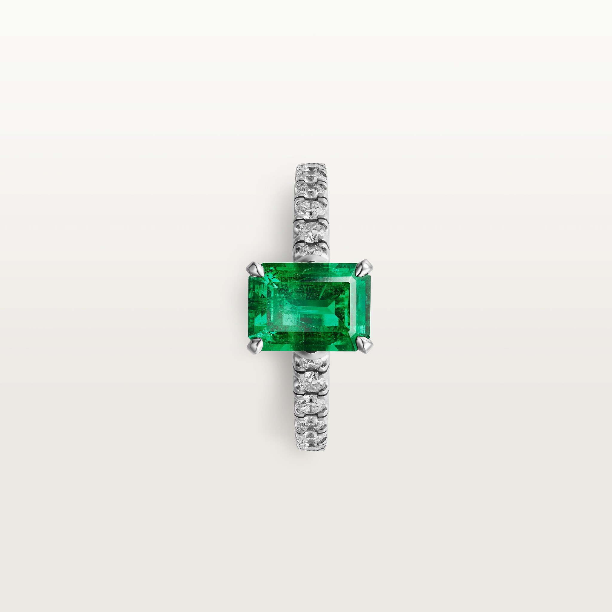 1895 solitaire, emerald-cut emerald, paved , image 8