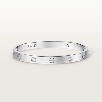 Bracelet #LOVE#, modèle classique, finition brossée, 4 diamants