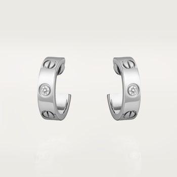 #LOVE# hoop earrings, classic model, 2 diamonds #LOVE# hoop earrings, classic model, 2 diamonds
