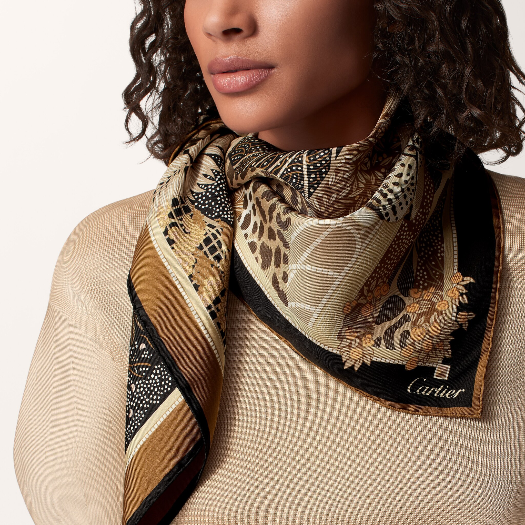 90 scarf, Woman with a Panther