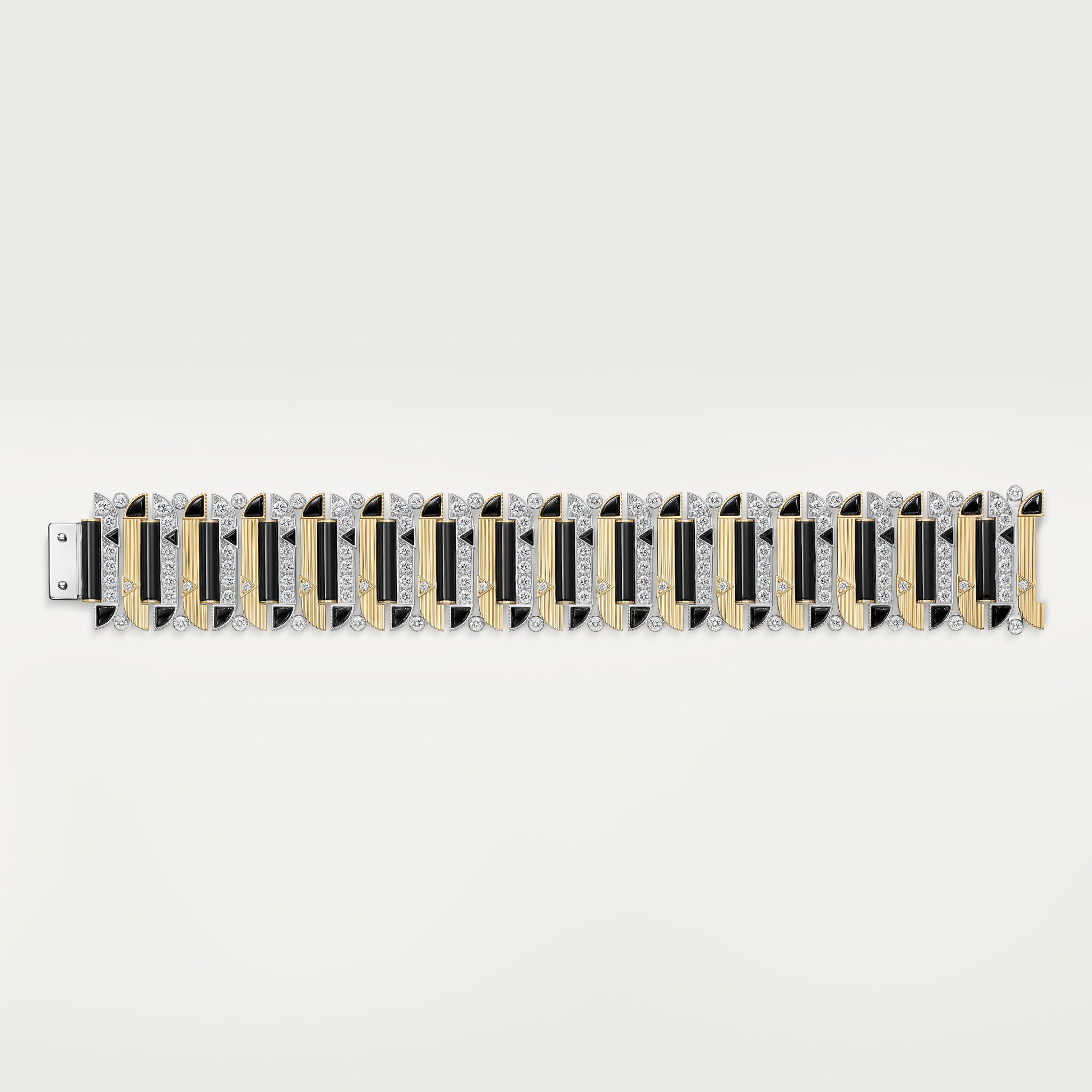 3 صورة ،سوار "جيومتري إي كونتراست"، عقيق يماني، مرصوف