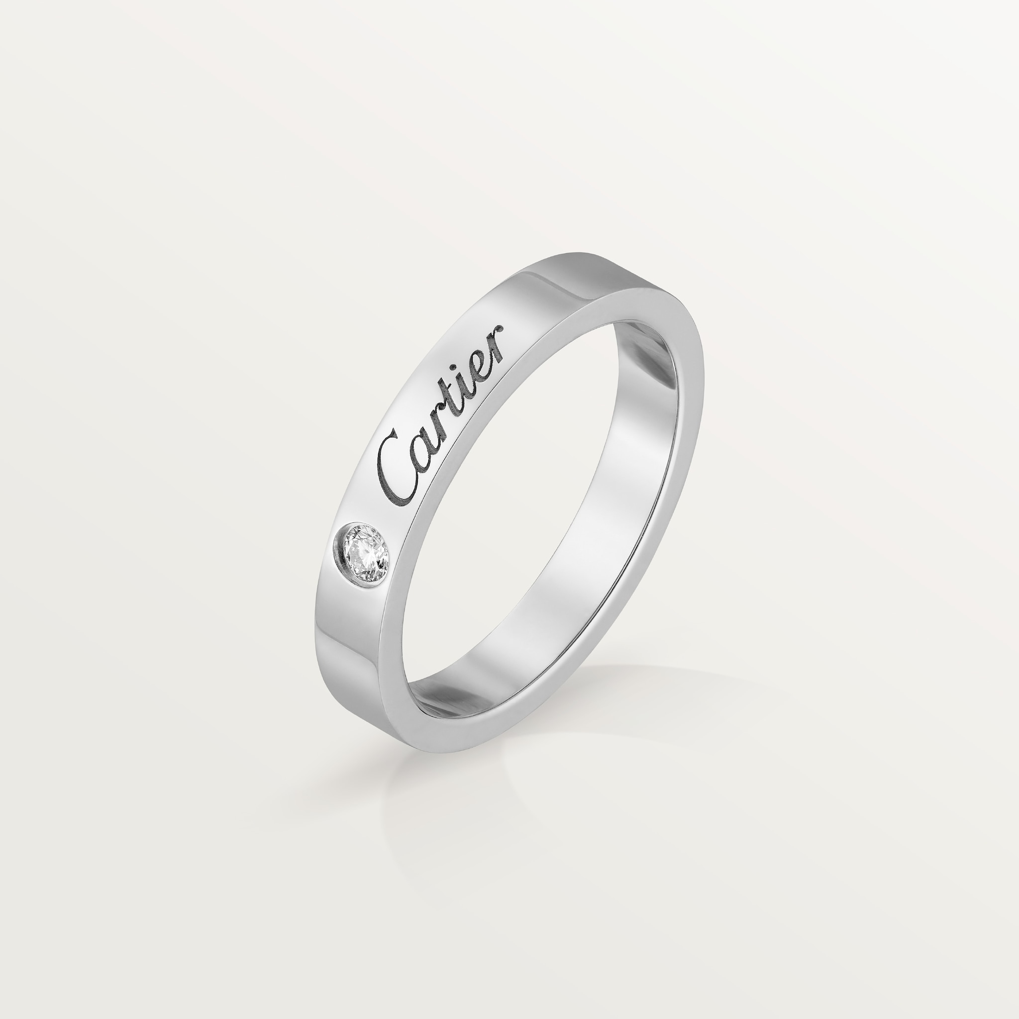C de Cartier wedding band, 3 mm width, 1 diamond