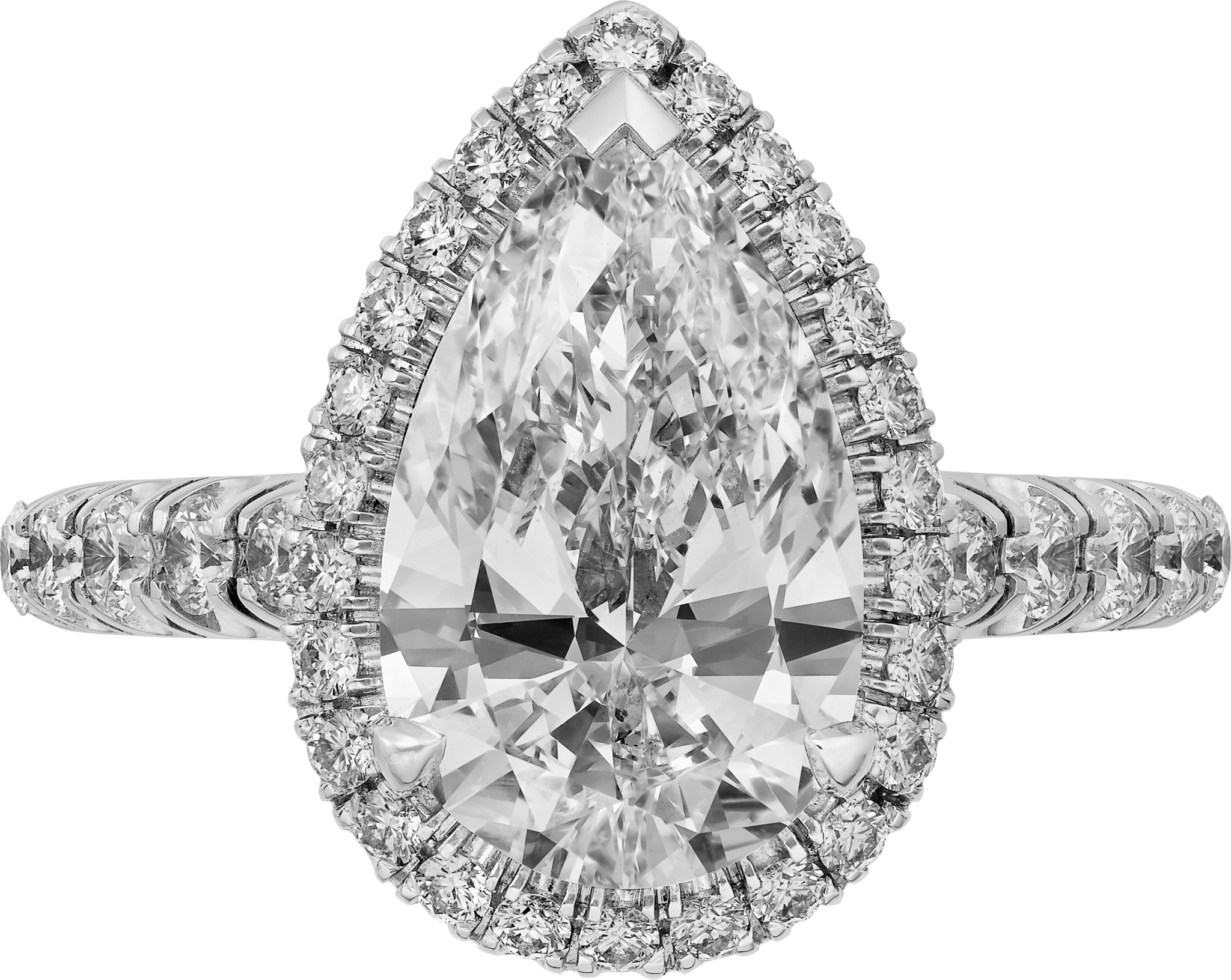 6 صورة ،خاتم سوليتير "كارتييه دِستينيه"، ماسة بشكل الكمثرى، مرصوف 