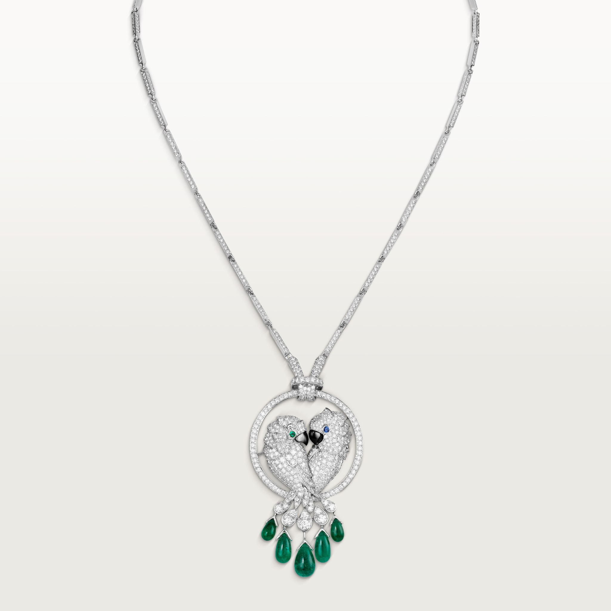 Faune et Flore de Cartier necklace, emerald drops, paved 