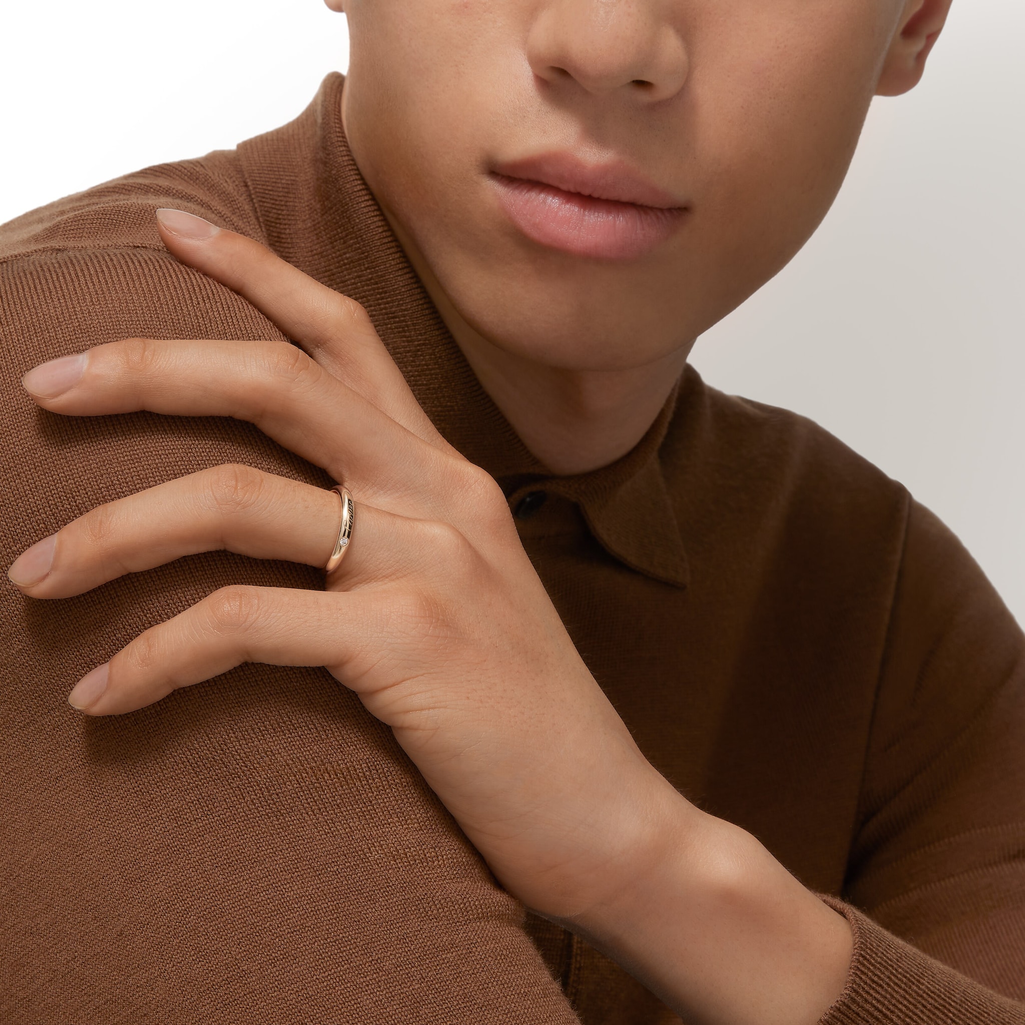 C de Cartier wedding band, 3 mm width, 1 diamond