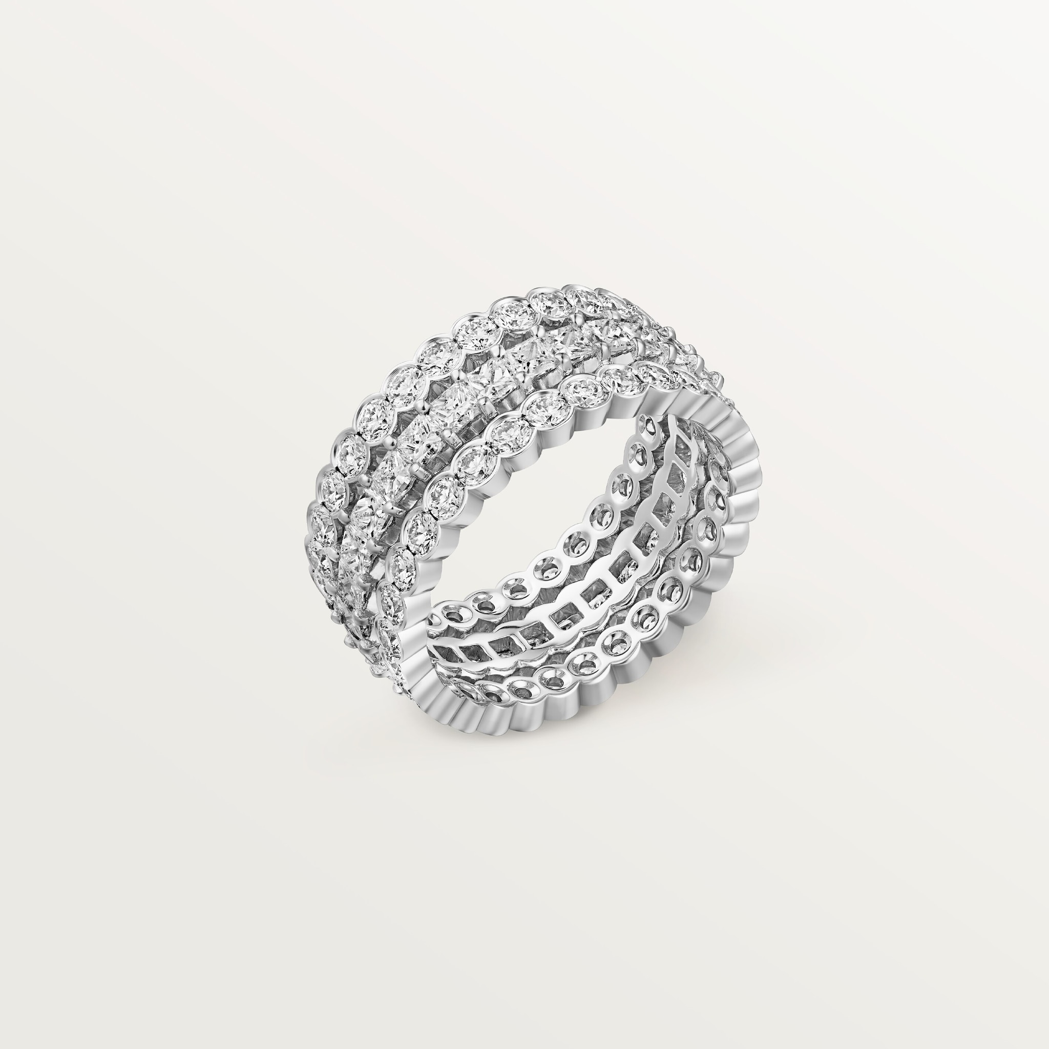 Broderie de Cartier ring, triple row, diamonds