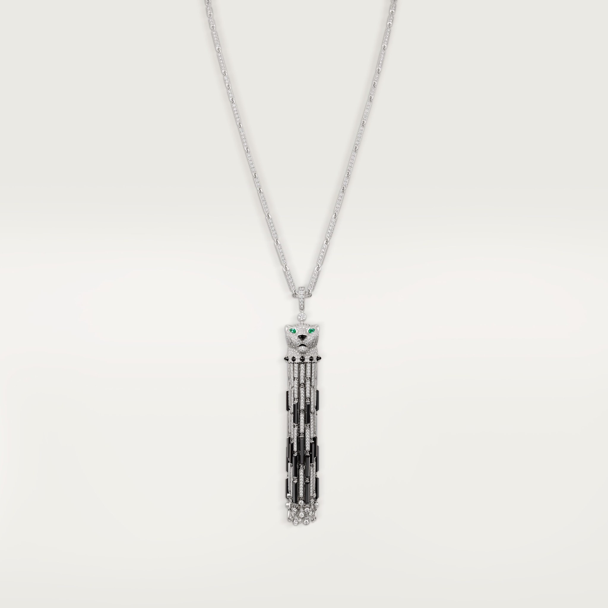 Panth&egrave;re de Cartier美洲豹長項鍊，縞瑪瑙，多種佩戴方式，大型款，鋪鑲鑽石 