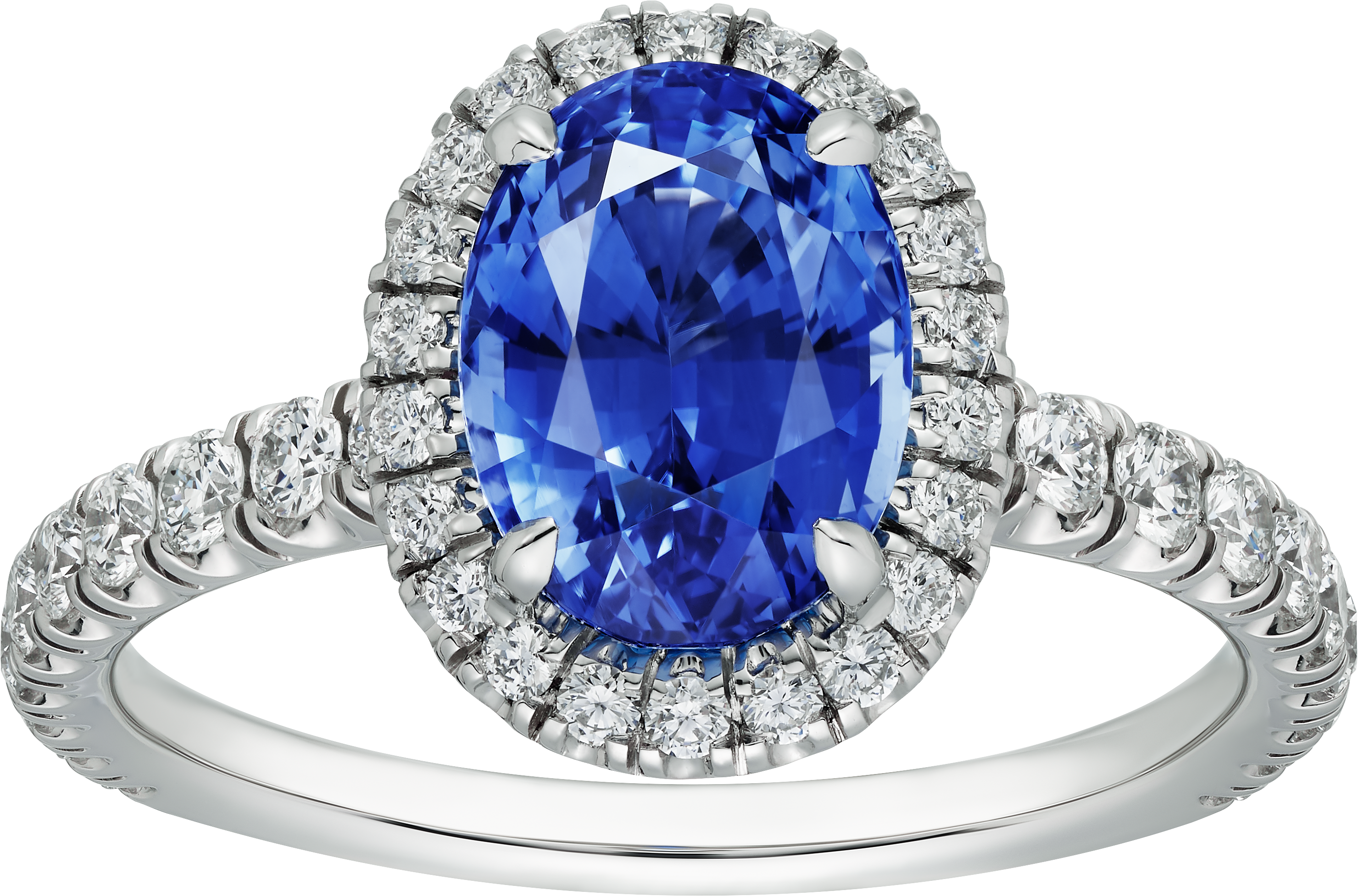 Cartier Destin&eacute;e solitaire, oval-cut sapphire, paved 