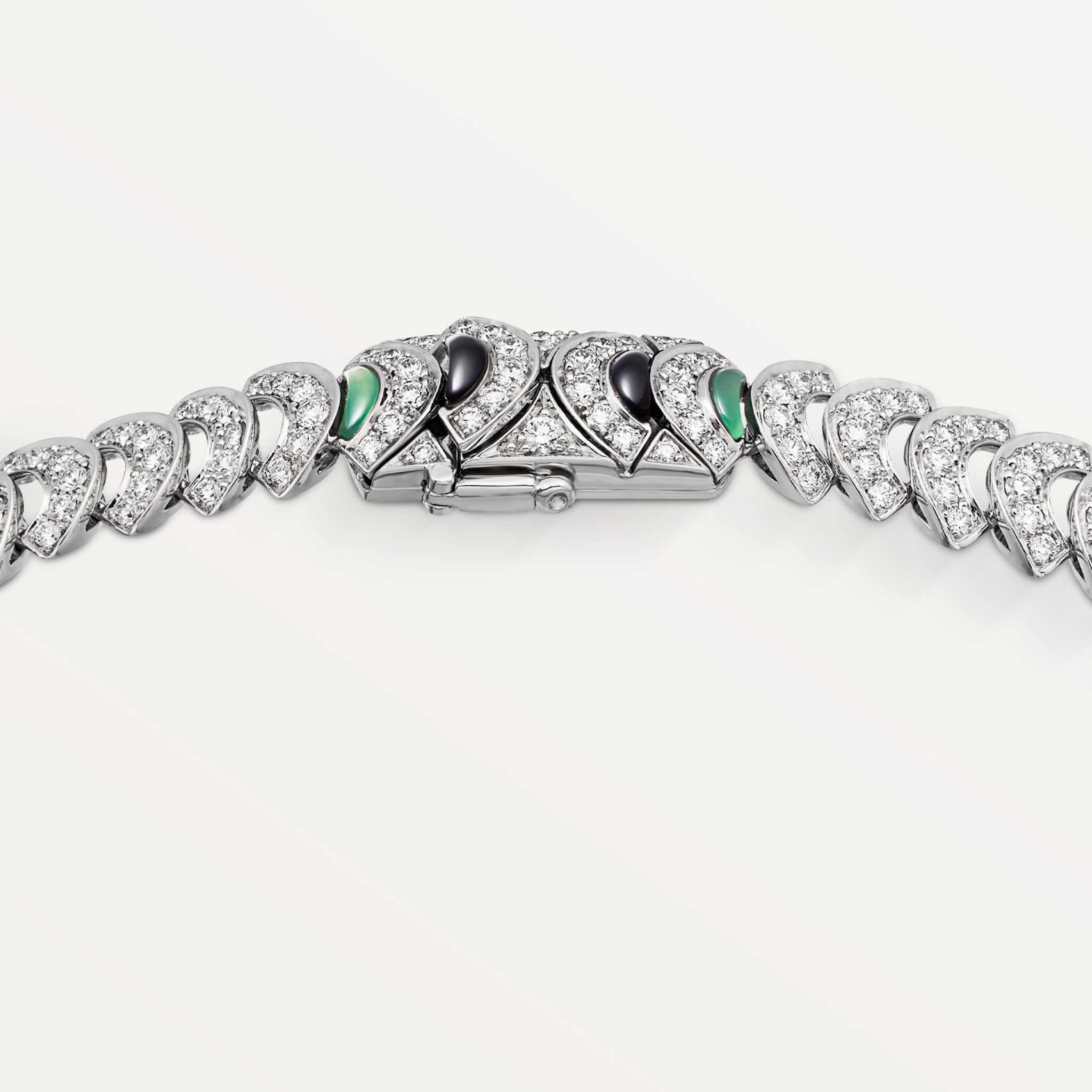 G&eacute;ometrie & Contrastes necklace, chrysoprase, paved, image 5