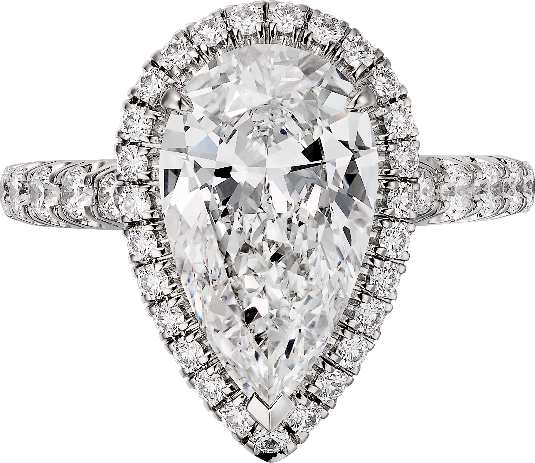 7 صورة ،خاتم سوليتير "كارتييه دِستينيه"، ماسة بشكل الكمثرى، مرصوف 