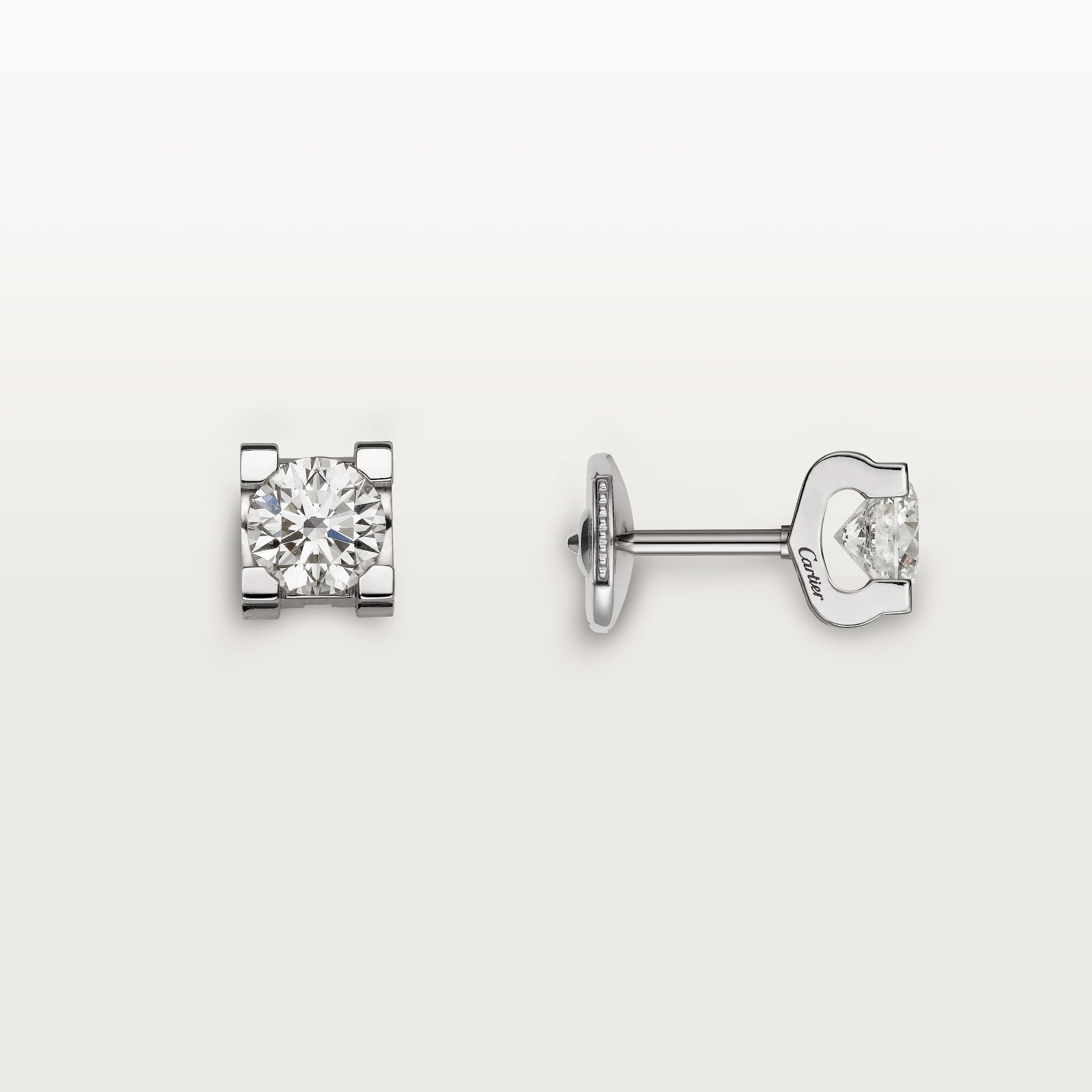 C de Cartier stud earrings, 2 brilliant-cut diamonds , image 2