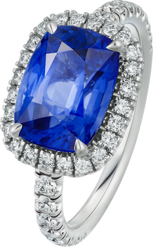 Cartier Destinée solitaire, cushion-cut sapphire, paved  Cartier Destinée solitaire, cushion-cut sapphire, paved
