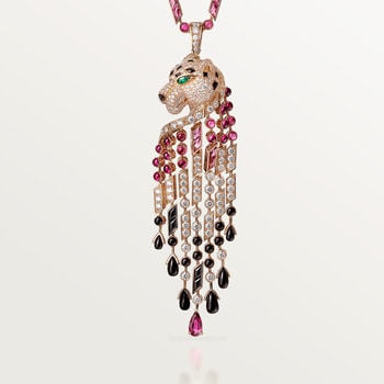 Panthère de Cartier long necklace, rubellite, large model, paved  Panthère de Cartier long necklace, rubellite, large model, paved