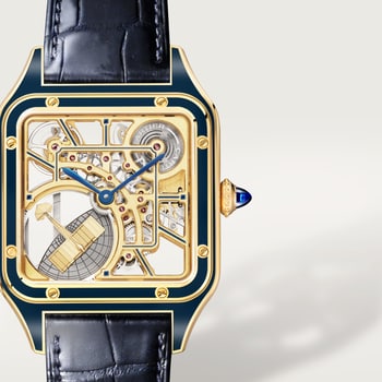 Santos-Dumont skeleton watch equipped with a micro-rotor Santos-Dumont skeleton watch equipped with a micro-rotor