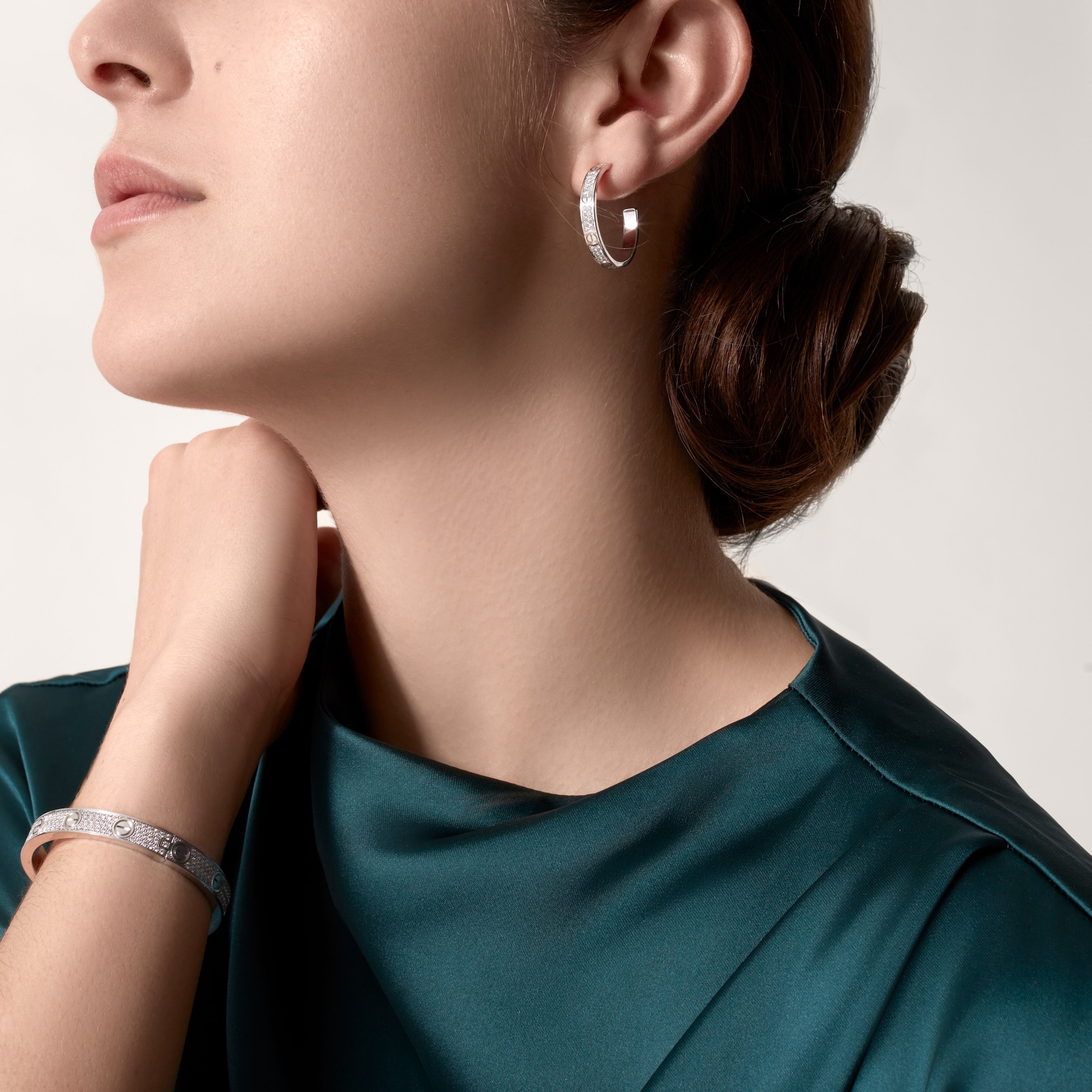 #LOVE# hoop earrings, medium model, paved