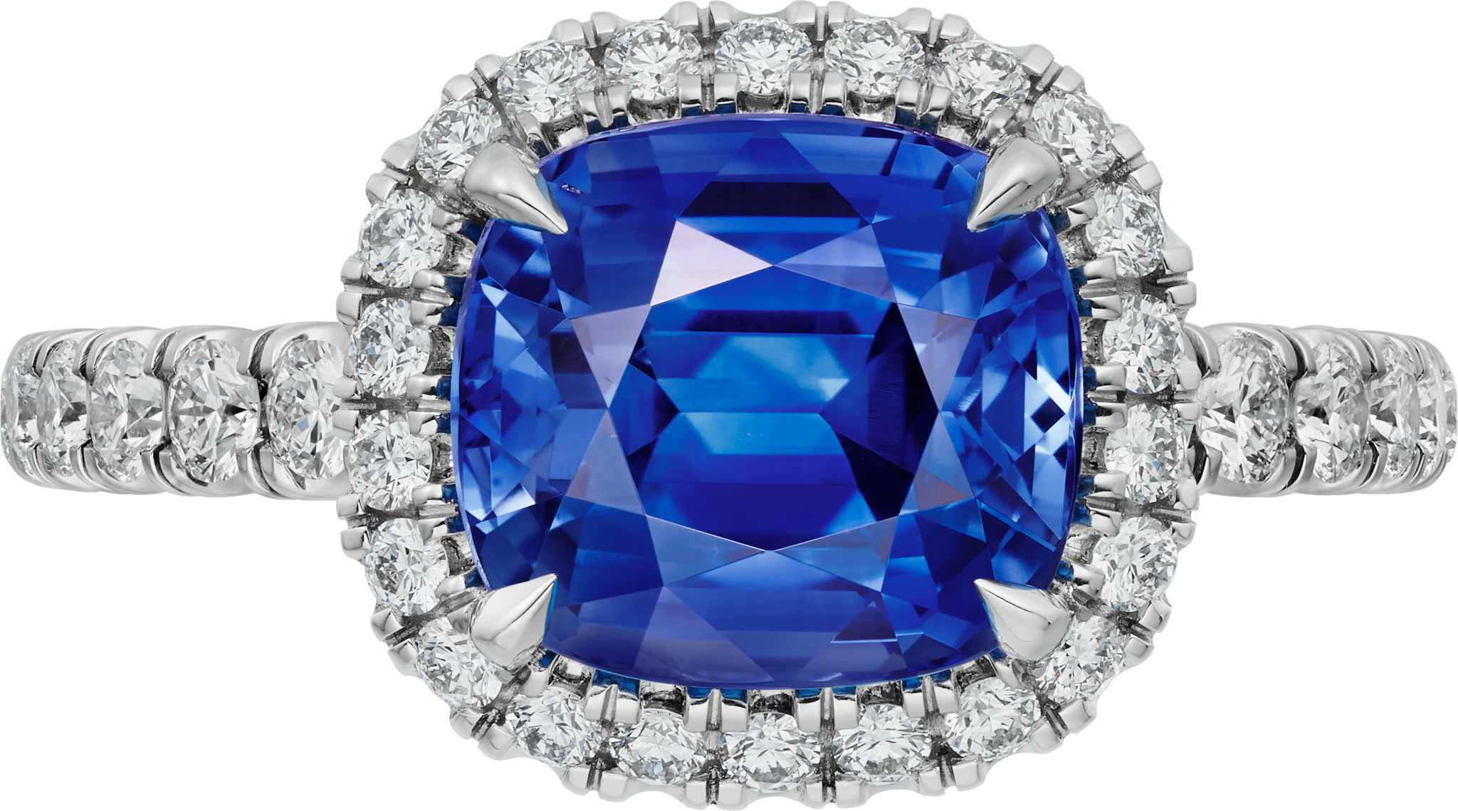 Cartier Destin&eacute;e solitaire, cushion-cut sapphire, paved 