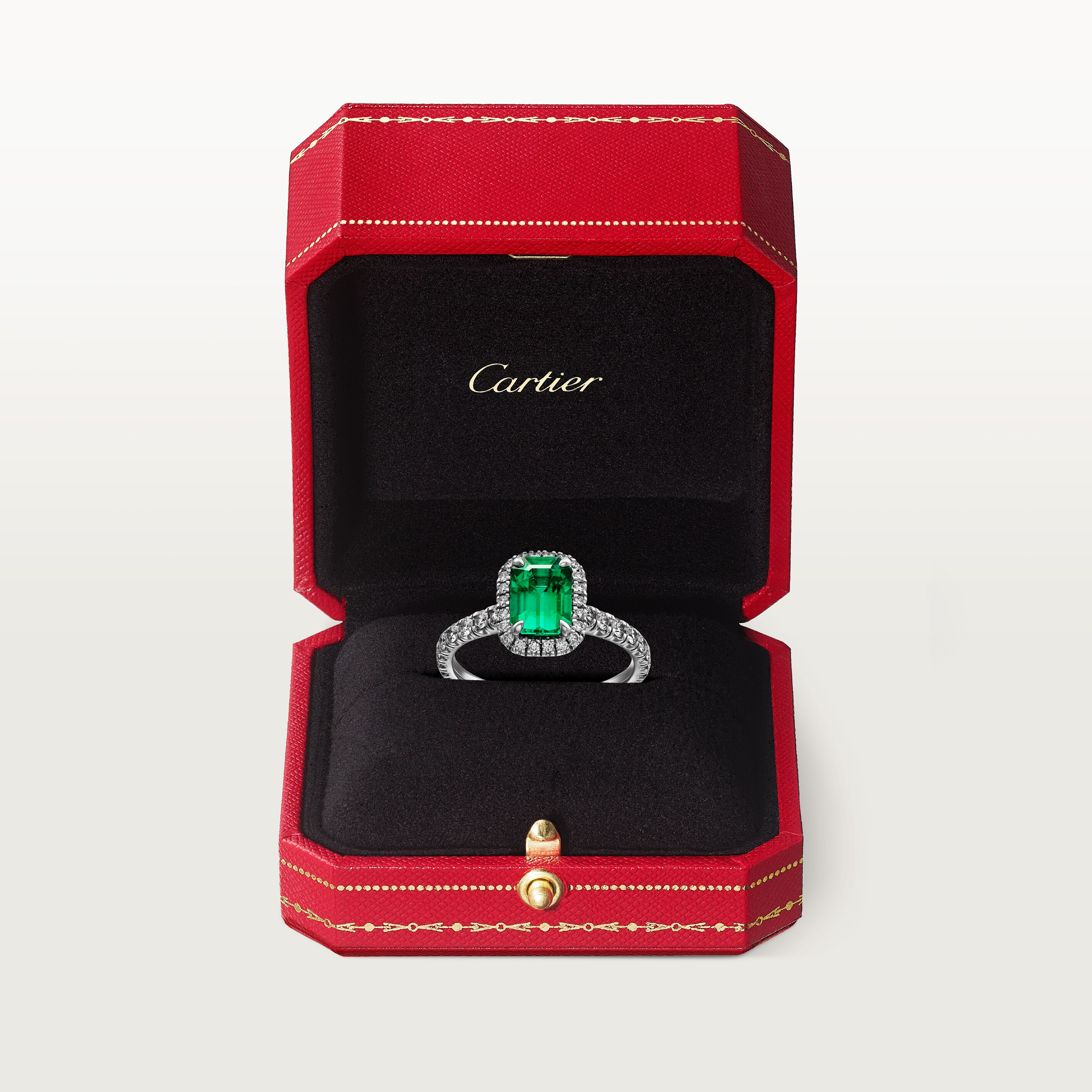 Cartier Destin&eacute;e solitaire, emerald-cut emerald, paved , image 9