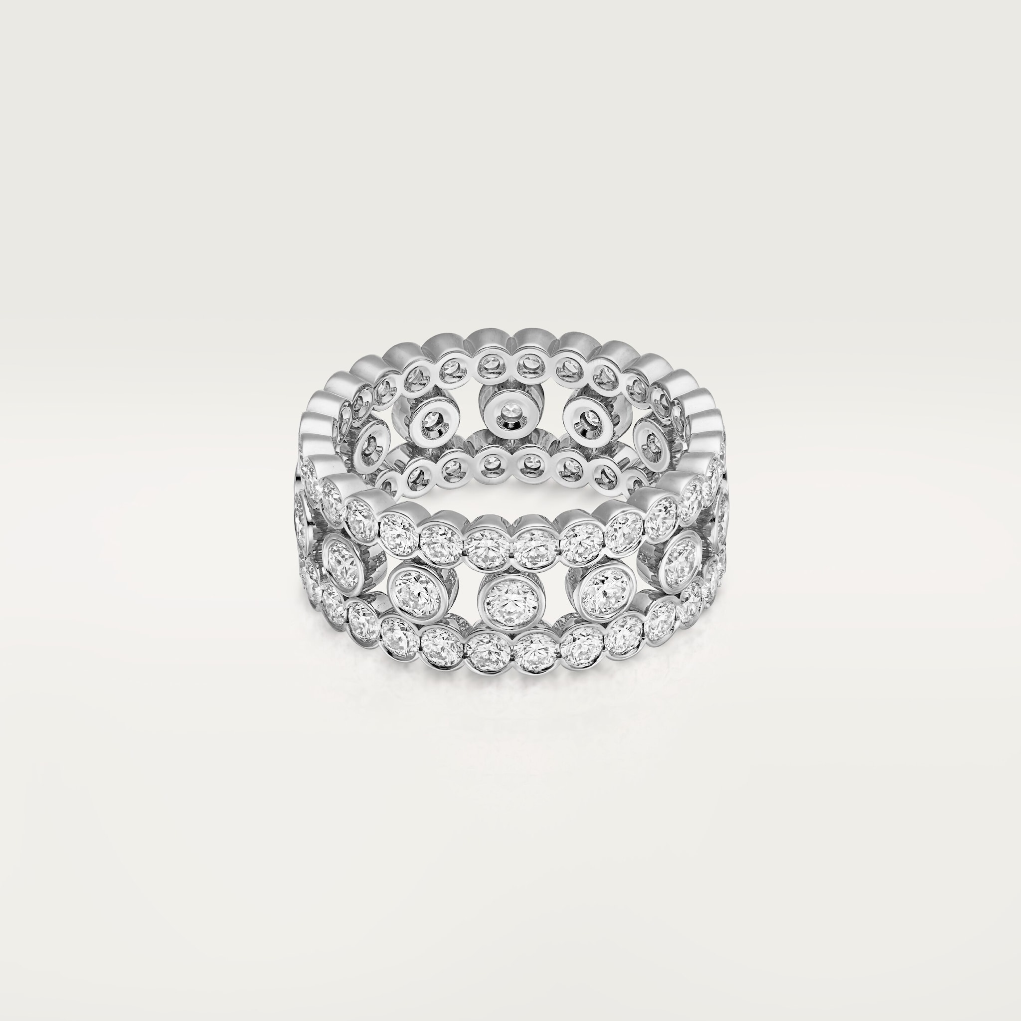 Broderie de Cartier ring, triple row, diamonds