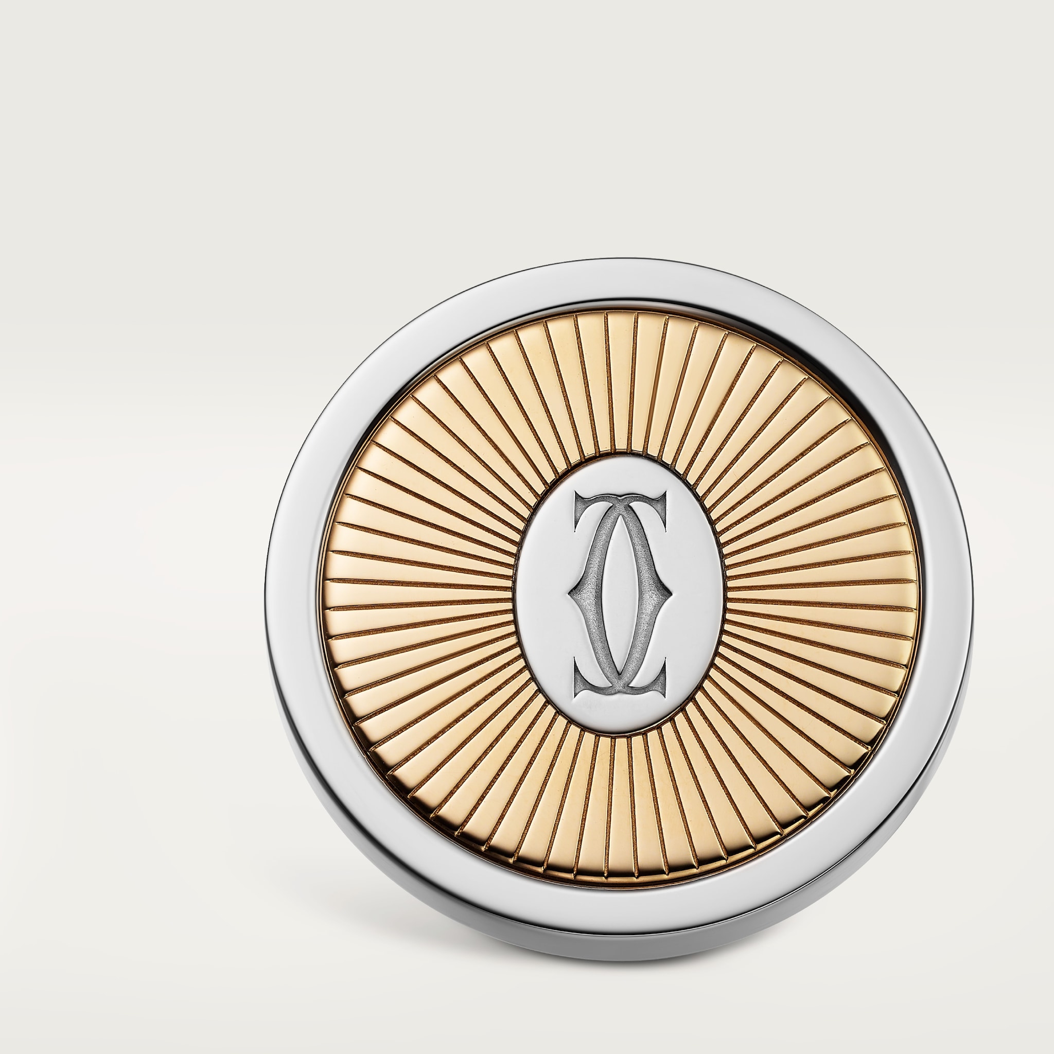 【Cartier】カルティエ ダブル C ドゥ ロゴ カフリンクス カフス Double C de Cartier logo cufflinks with gold and silver Sunray motif