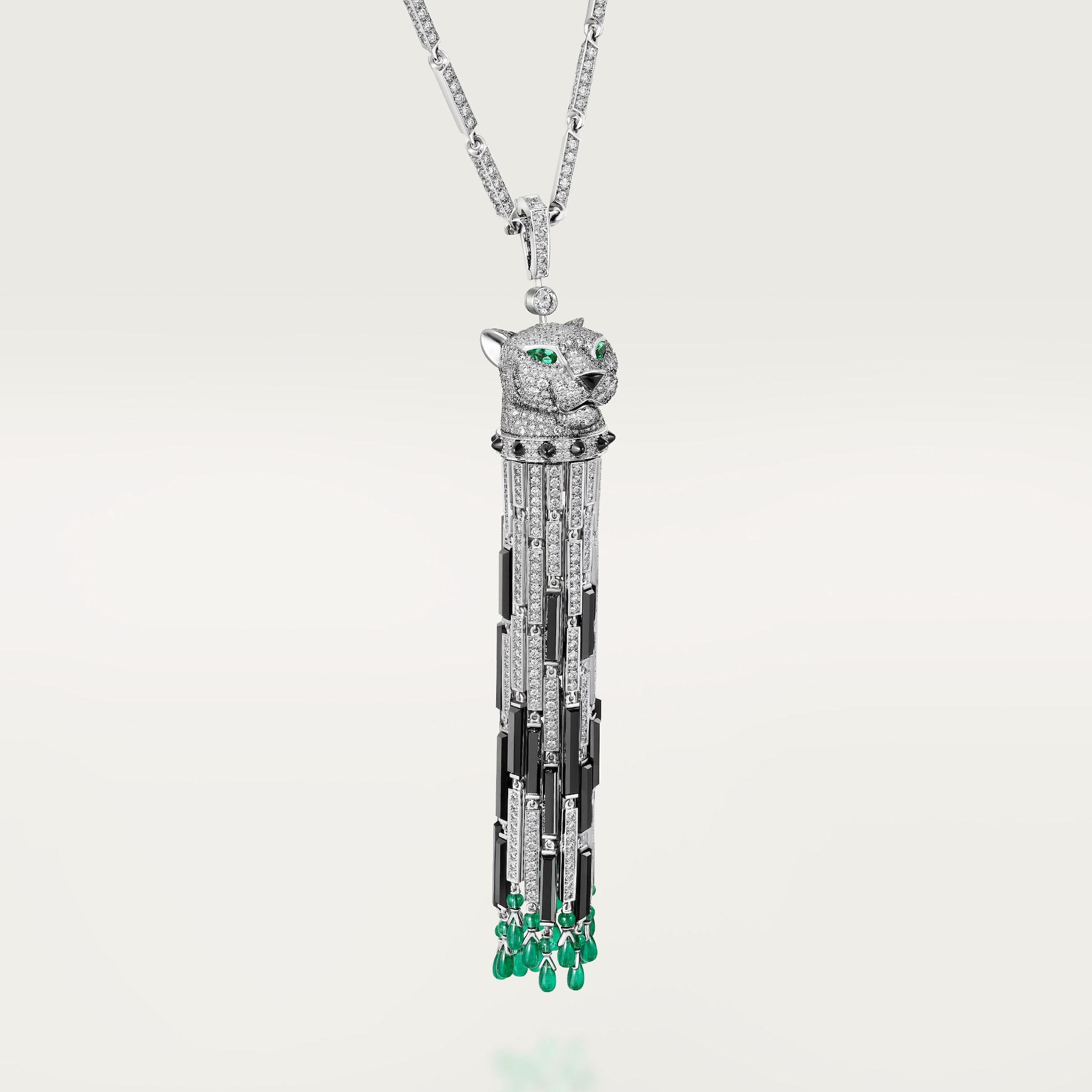 Panth&egrave;re de Cartier long necklace, emerald, multi-wear, large model, paved 